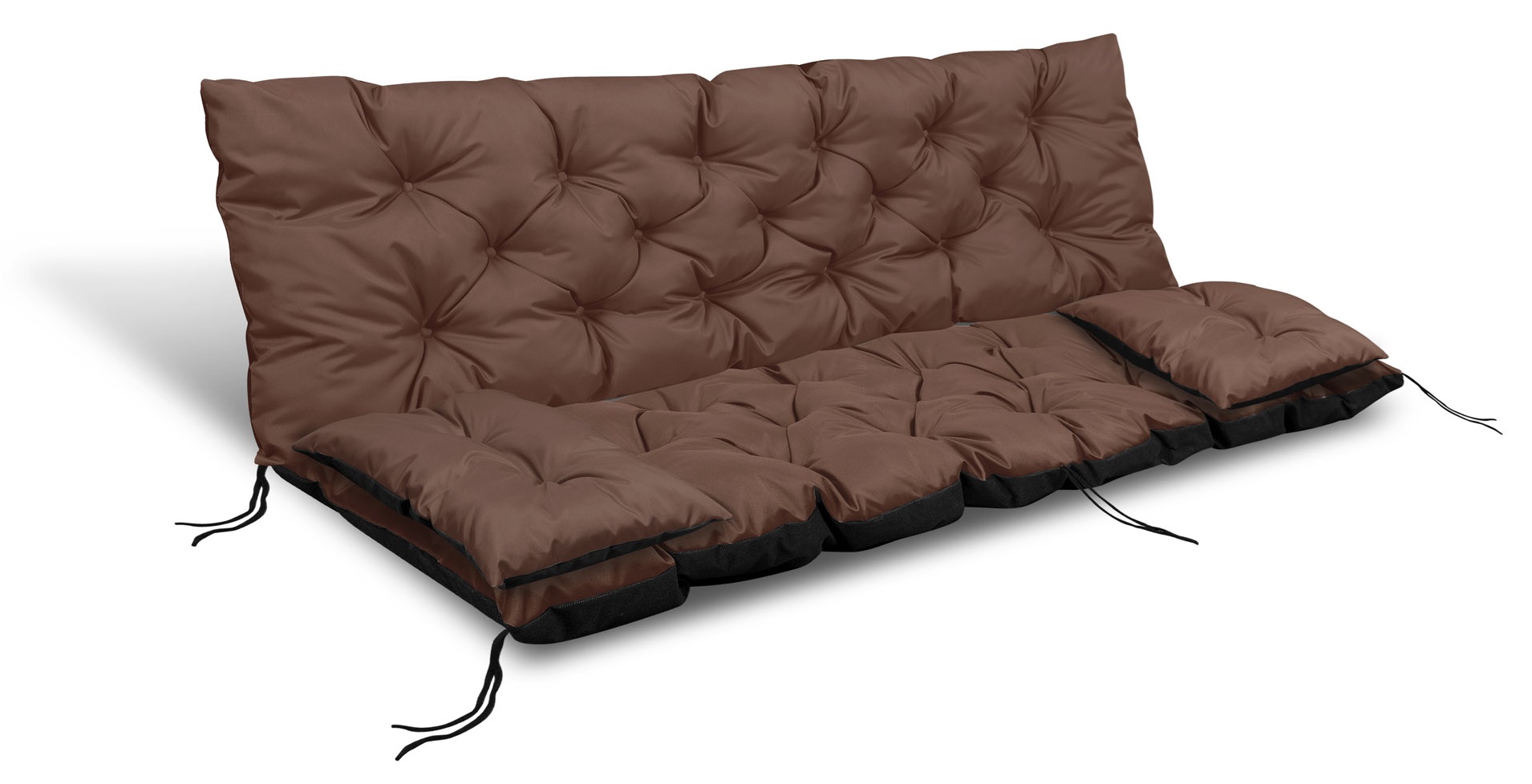 Trädgårdskudde 150x60x50 cm + 2 kuddar för bänkgunga vattentäta bruna