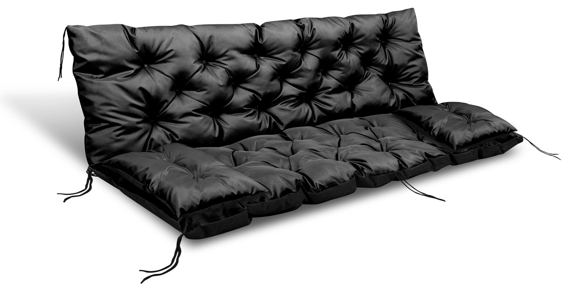 Trädgårdskudde 120x60x50 cm + 2 kuddar för bänk och gunga vattentät svart