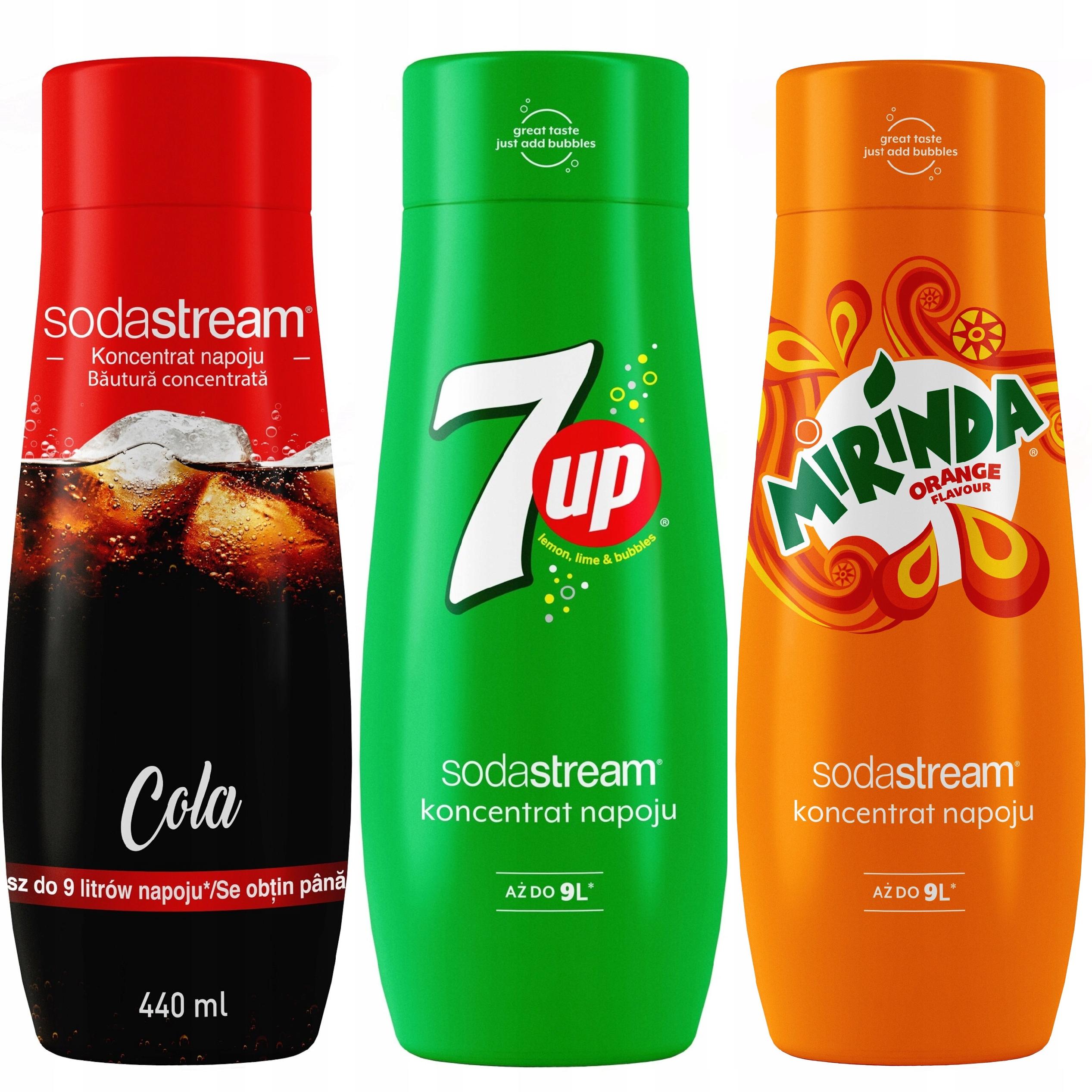 Set med 3 SodaStream Cola+7UP+Mirinda-koncentrat