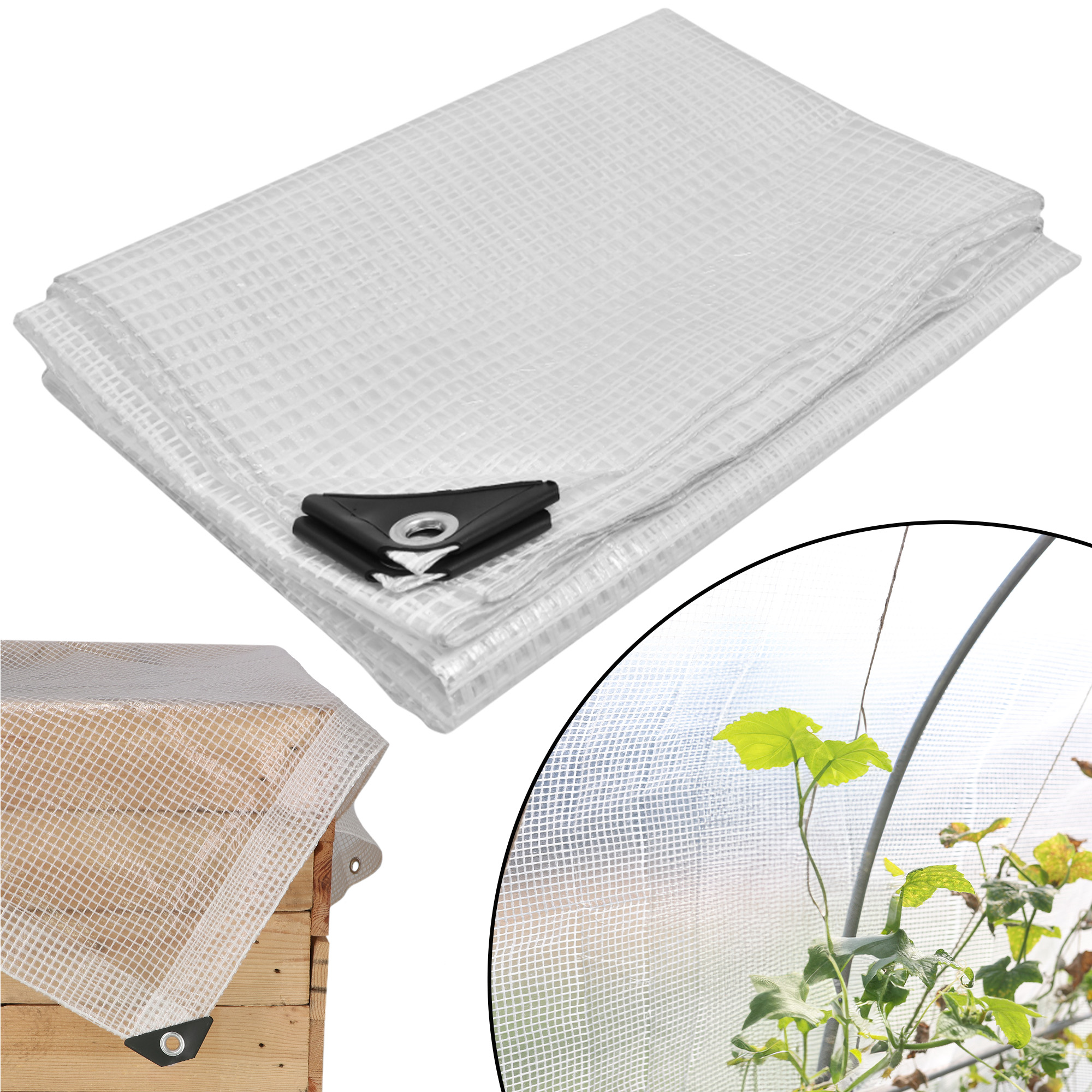 KOTARBAU® Presenning Skyddande Överdrag Starkt Tjockt Universal Förstärkt Förstärkt Vattentätt Transparent Klart Växthus 120 G/M2 3X4 M
