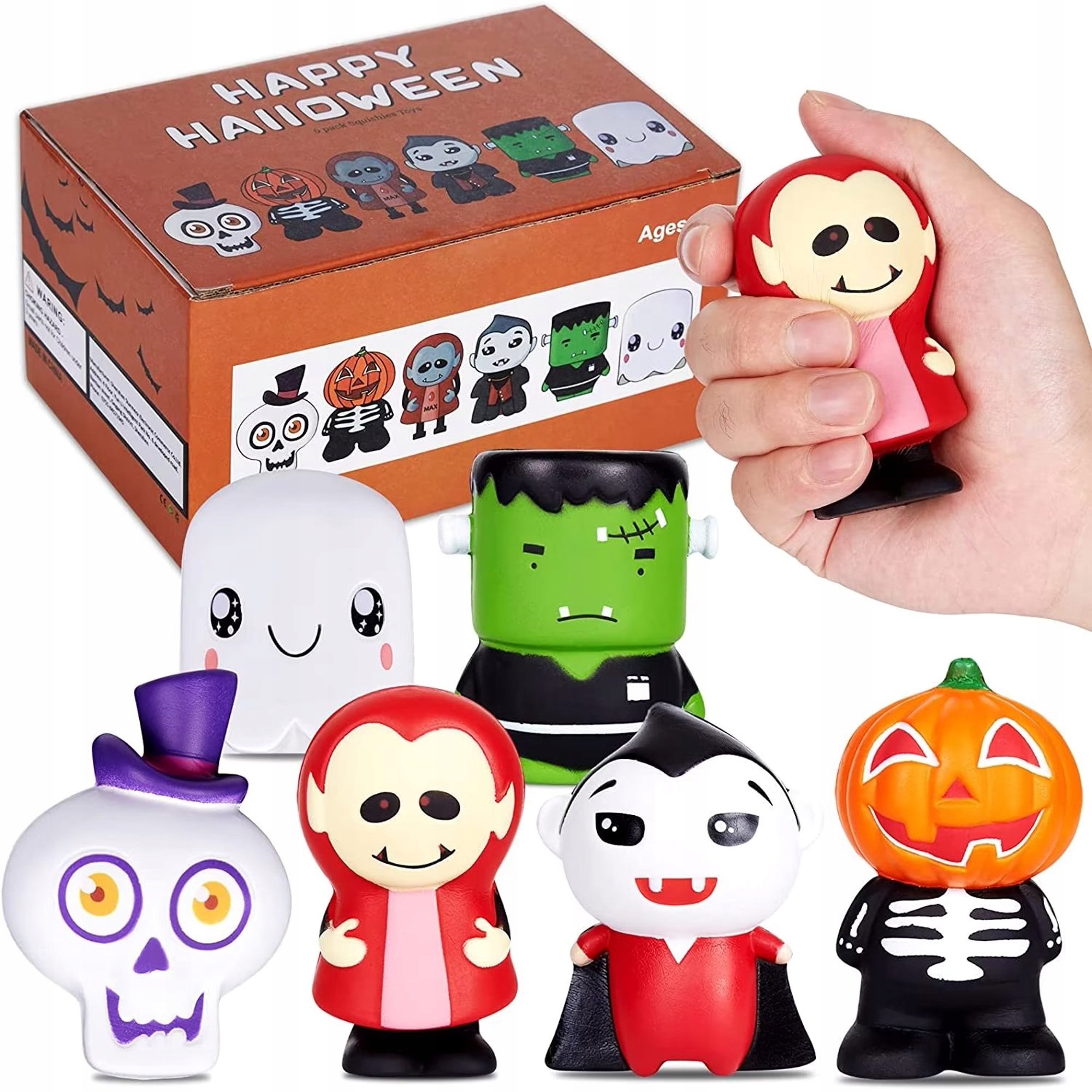 whispertown ソフビ Set figurine Halloween, 6 piese, din spuma, Jack-o'-lantern