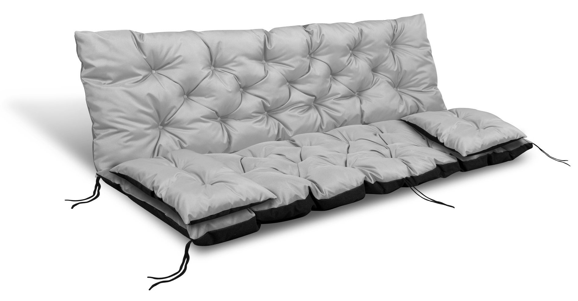Trädgårdskudde 180x60x50 cm + 2 kuddar för bänk och gunga vattentäta ljusgrå