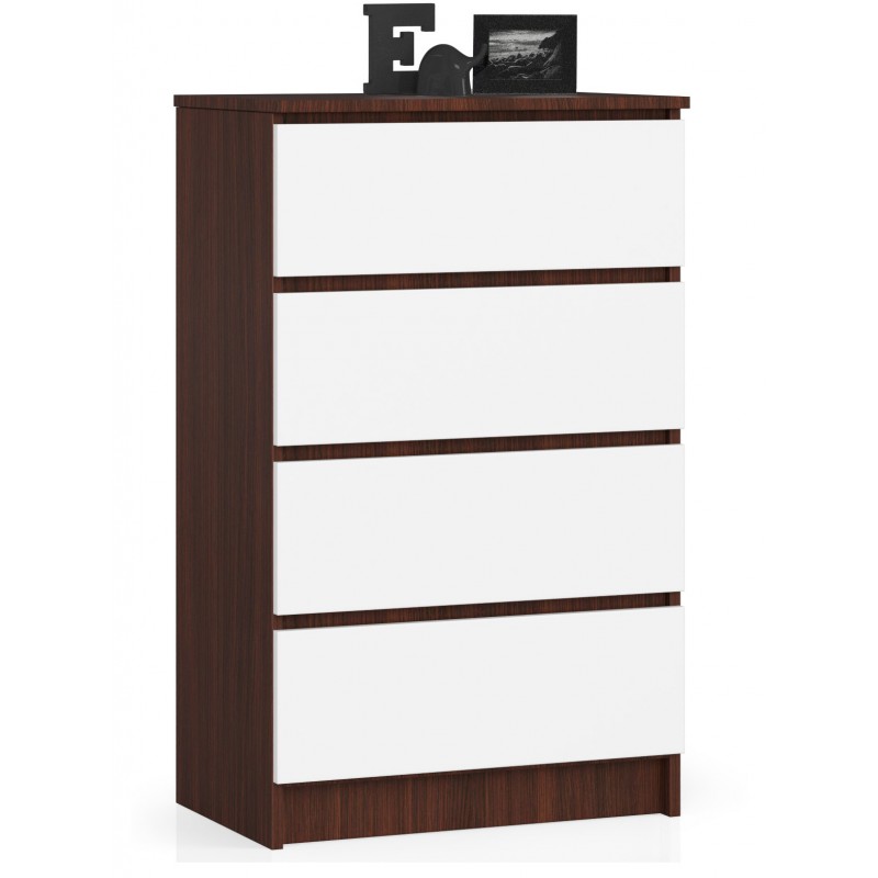 SOLIDNA KOMODA 60 4 SZUFLADY WENGE / BIAŁA