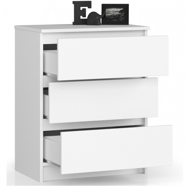 DUŻA KOMODA 60cm 3 SZUFLADY BIAŁA