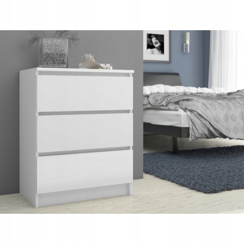 DUŻA KOMODA 60cm 3 SZUFLADY BIAŁA