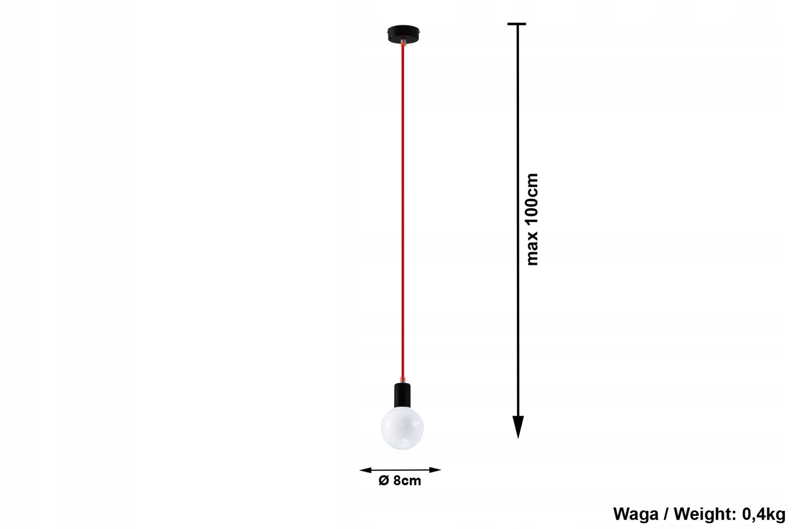 Lampa Wisząca EDISON Czerwona