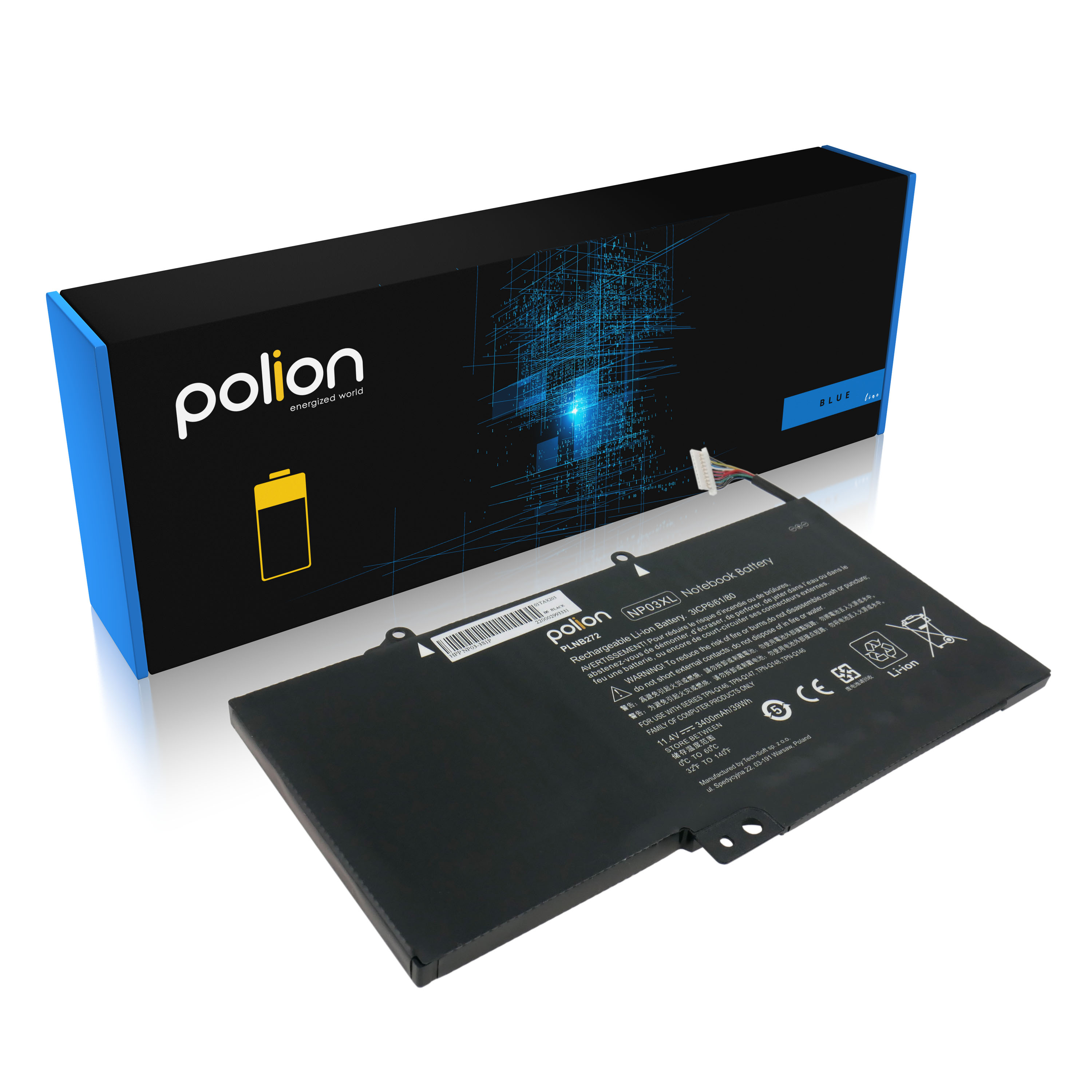 Baterie Polion NPO3 pro notebooky HP NP03XL NPO3XL Pavilion x360 3400mAh