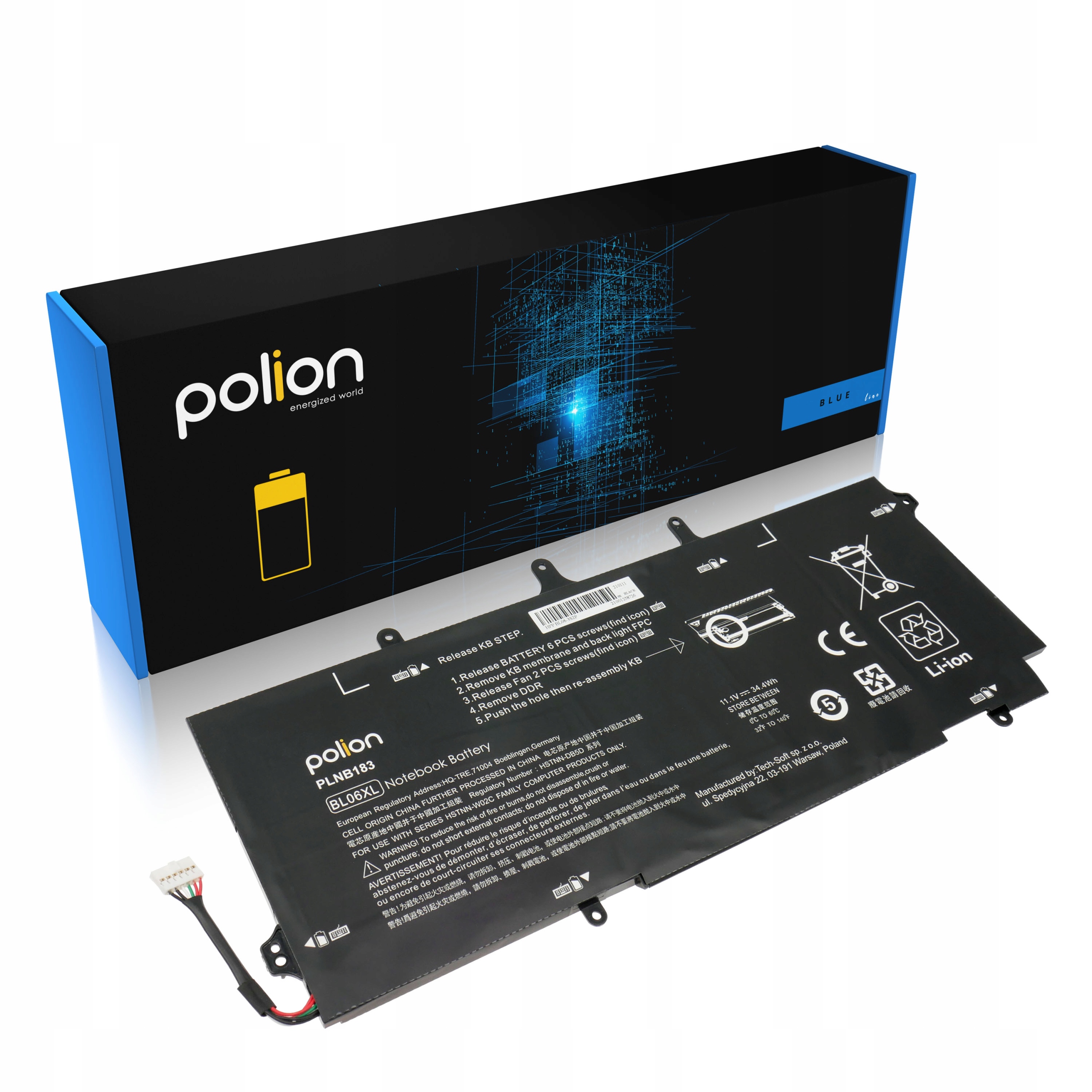 Baterie Polion BL06XL pro notebooky HP EliteBook Folio 1040 G1 G2 3400mAh