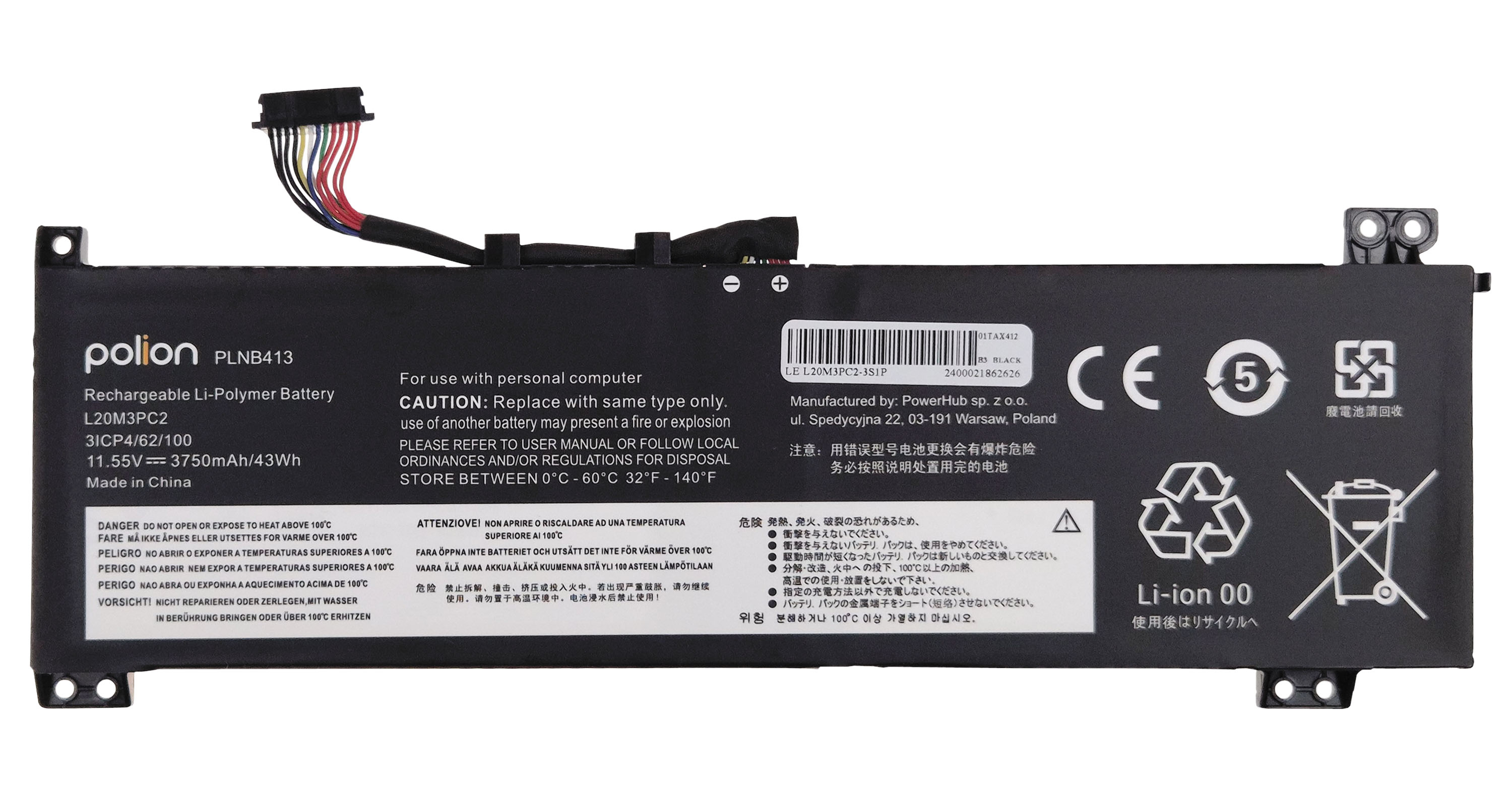 Baterie Polion L20C3PC2 pro notebooky LENOVO IdeaPad Gaming 3 15IHU6/15ACH6 3750mAh