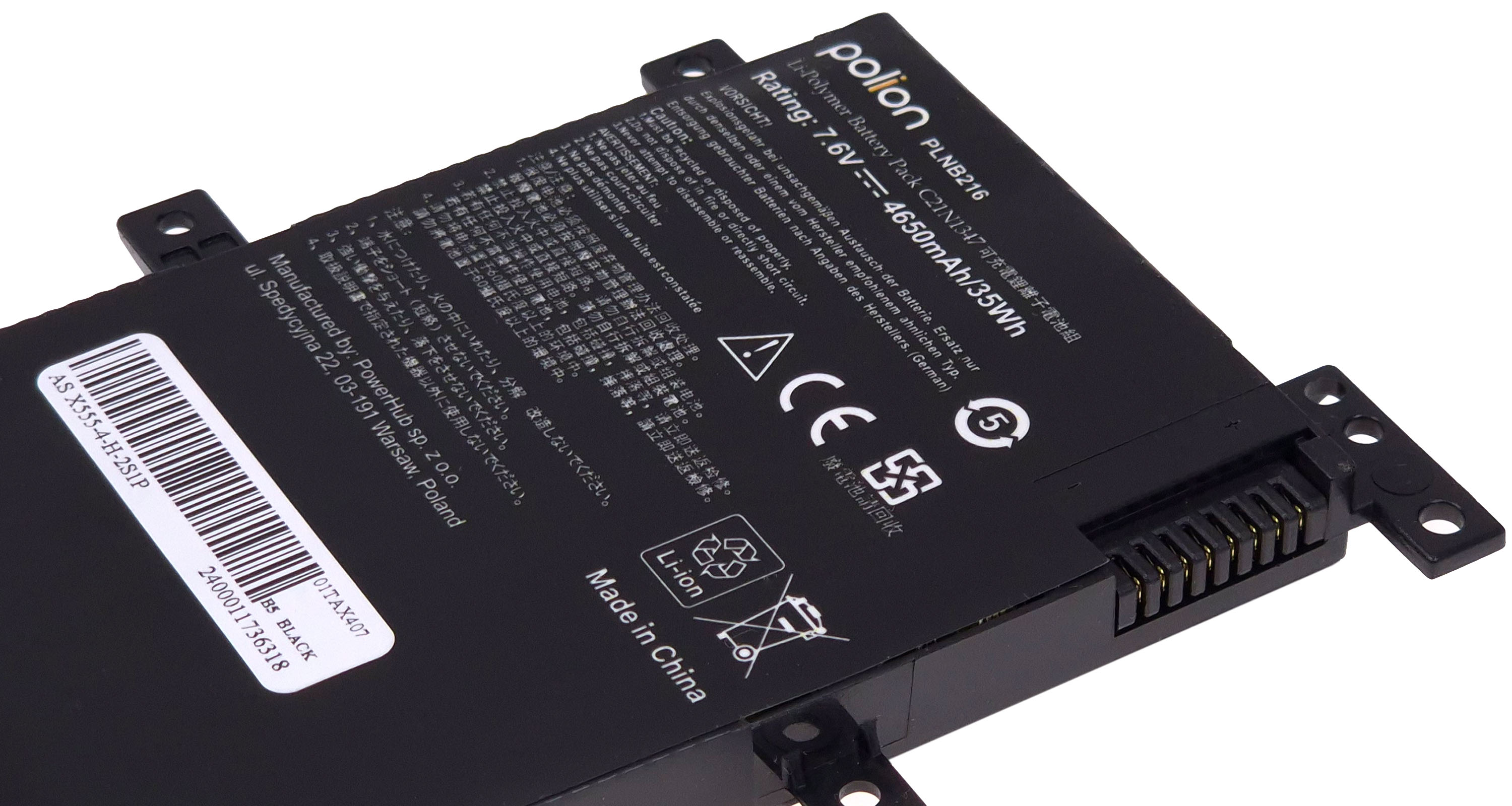 Baterie Polion C21N1347 pro notebooky ASUS A555 A555L A556UA F555L K555L R556 4650mAh