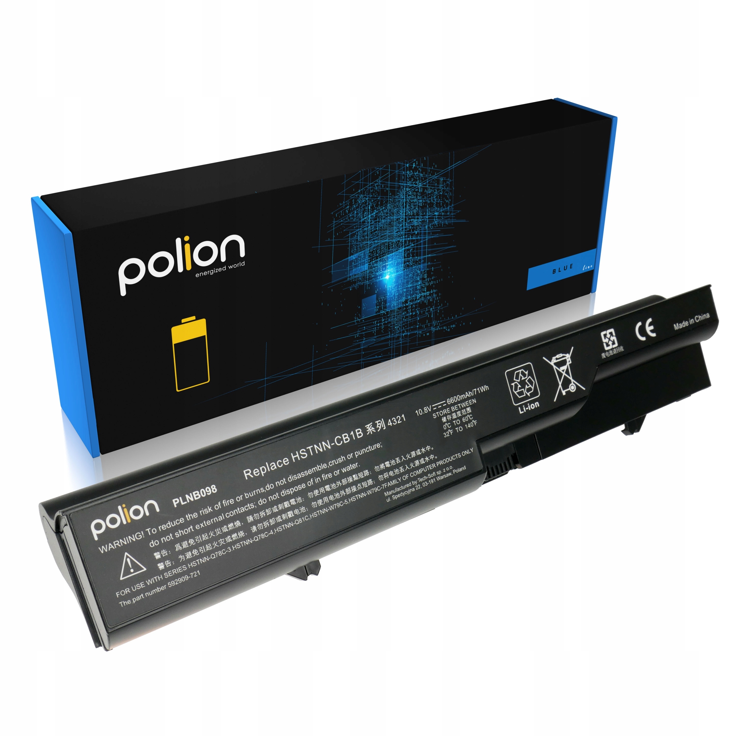 Baterie Polion HSTNN-CB1B pro notebooky HP ProBook 4320 4321 4326 4420 4520 - 6600mAh 71Wh