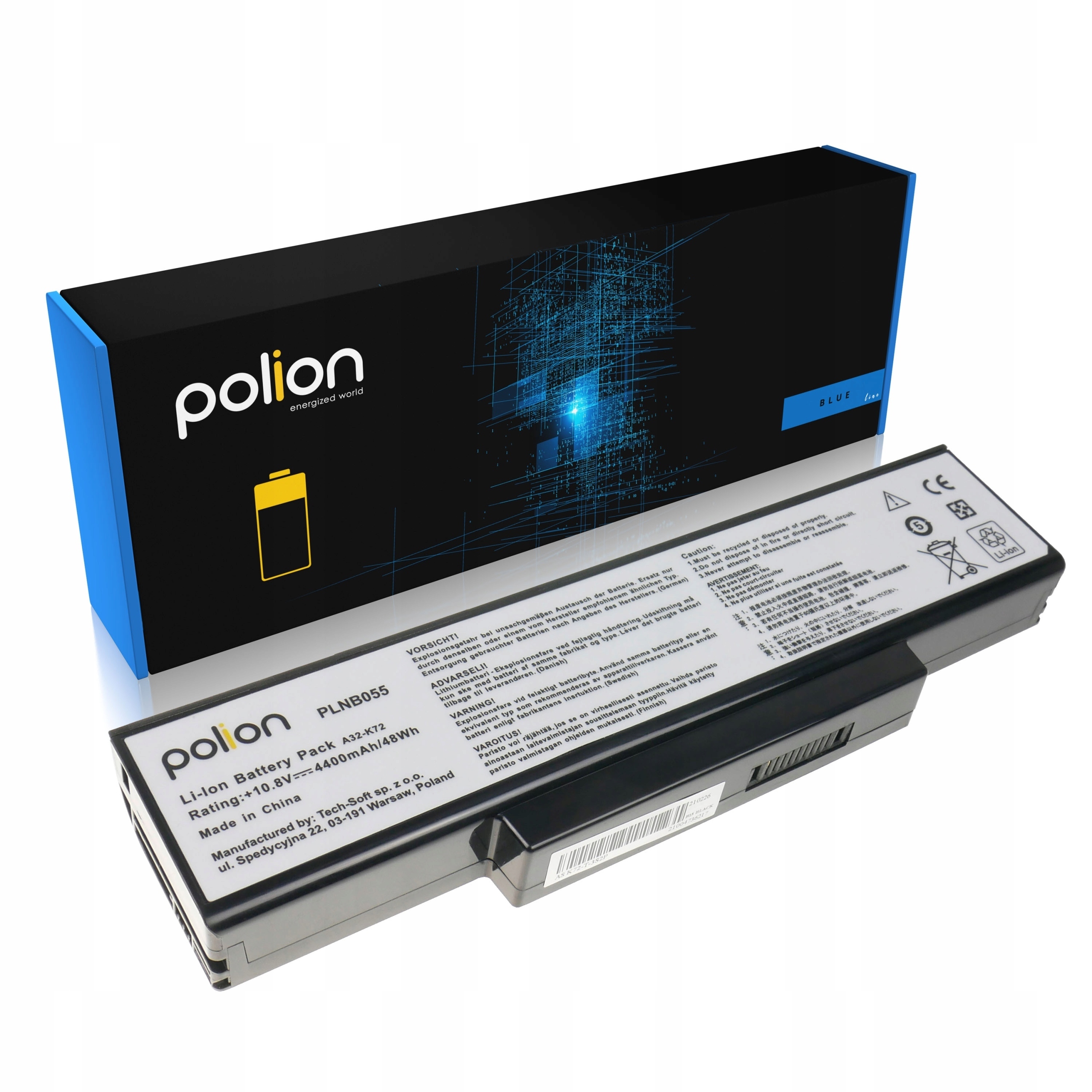 Baterie Polion A32-K72 pro notebooky ASUS A73 N71 N73 K72 K72J K73S N73SV X72 4400mAh