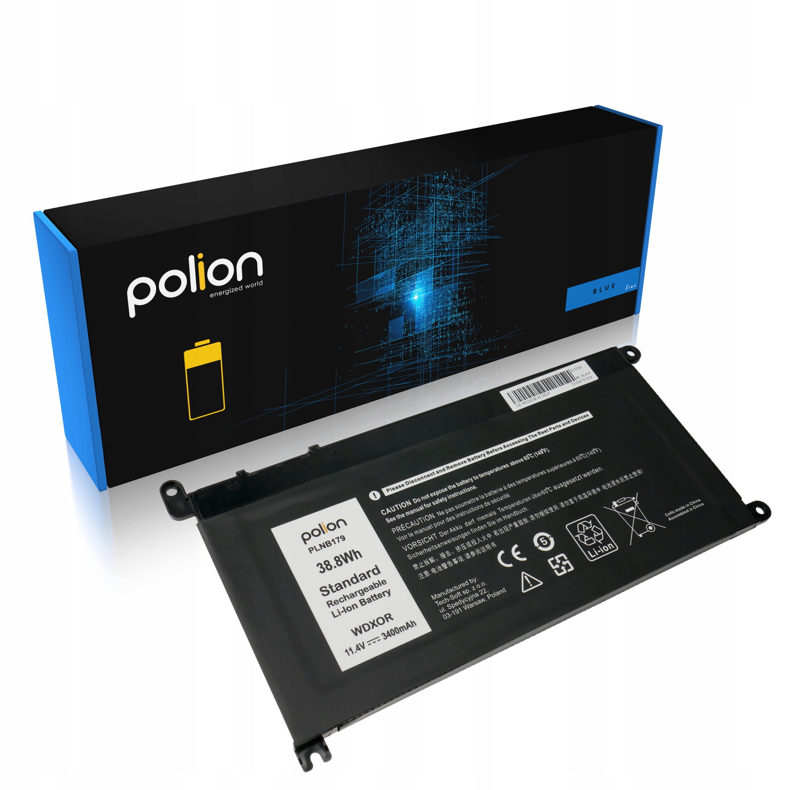 Baterie Polion WDX0R pro notebooky DELL Latitude Inspiron 11 13 14 Vostro 14 3400mAh
