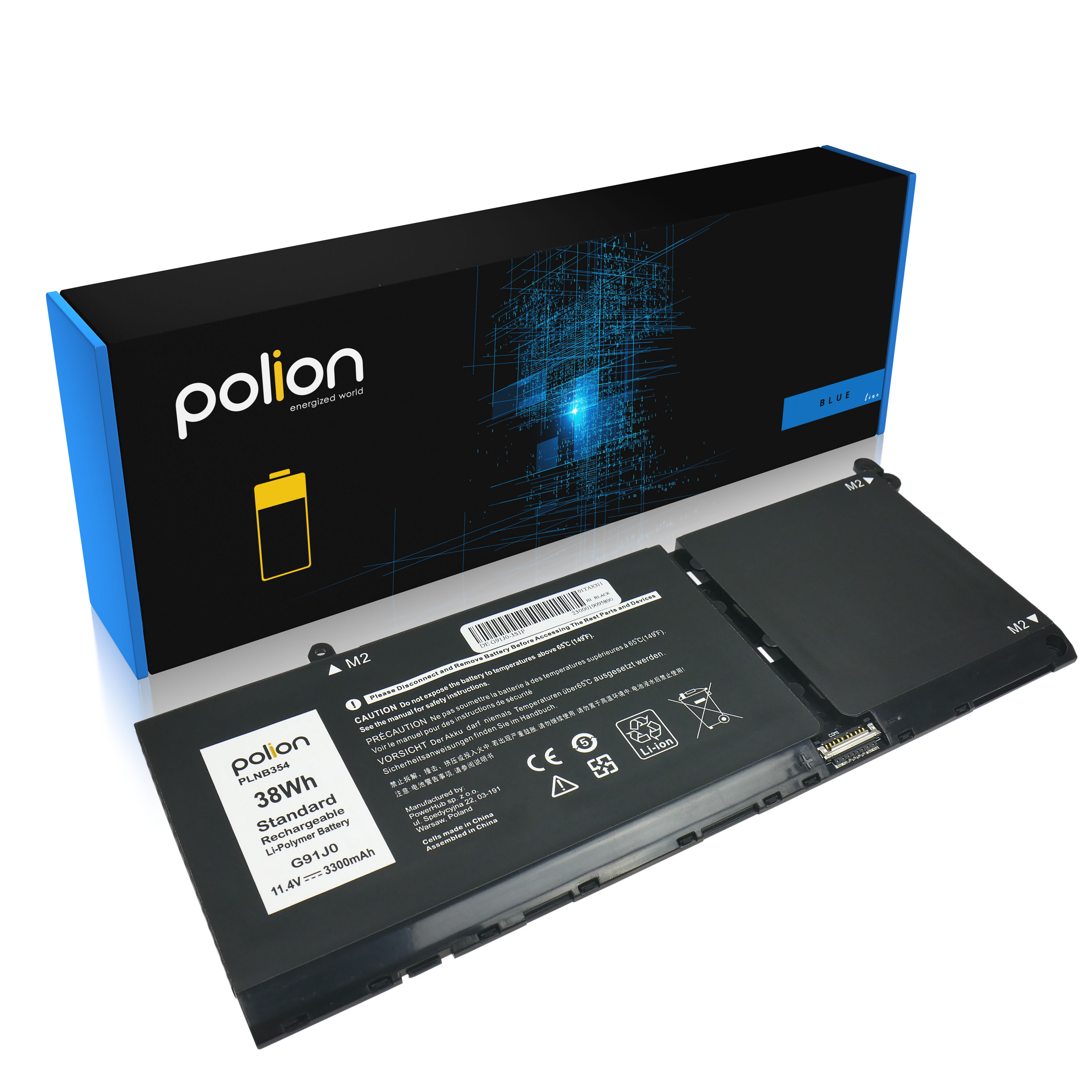 Baterie Polion G91J0 pro notebooky DELL 451-BCUG Latitude 3320 3420 Inspiron 15 3511 - 3300mAh 38Wh