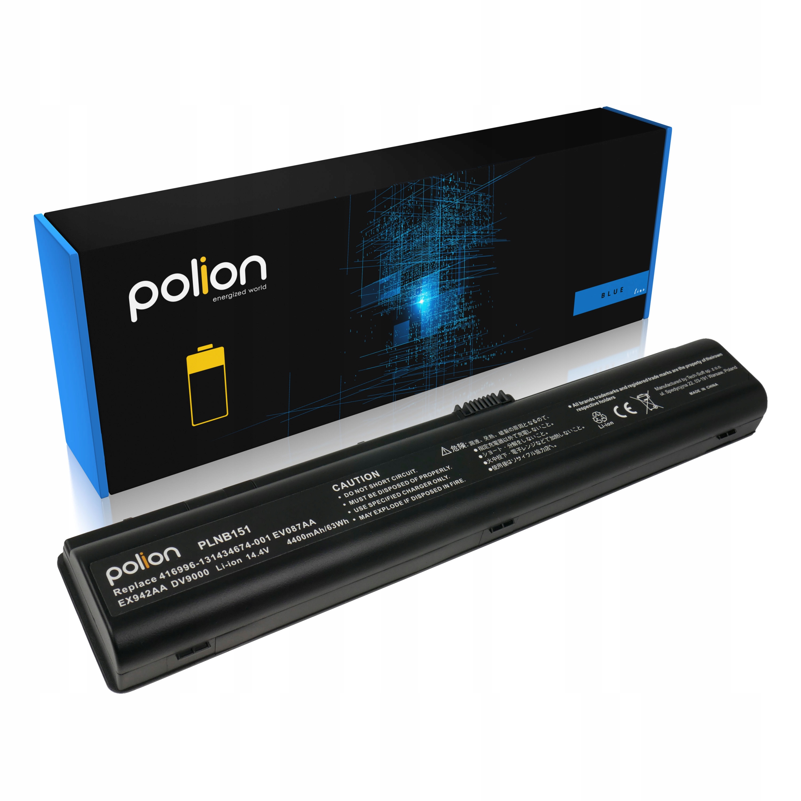 Baterie Polion EV08 pro notebooky HP DV9000 9200 9300 9500 9600 9700 9900 4400mAh
