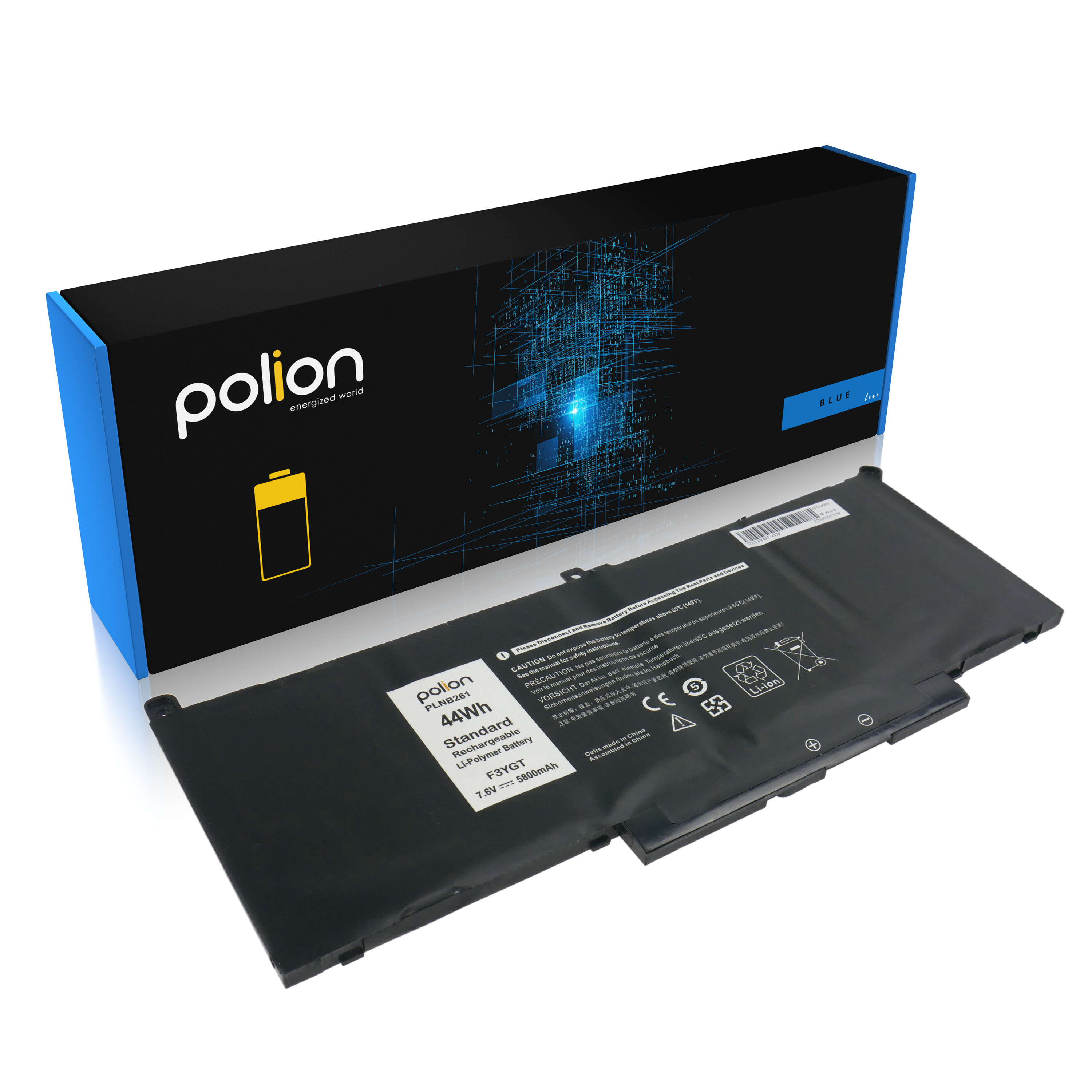 Baterie Polion F3YGT pro notebooky DELL 451-BBYE Latitude 7280 7290 7380 7390 7480 7490 - 5800mAh 44Wh