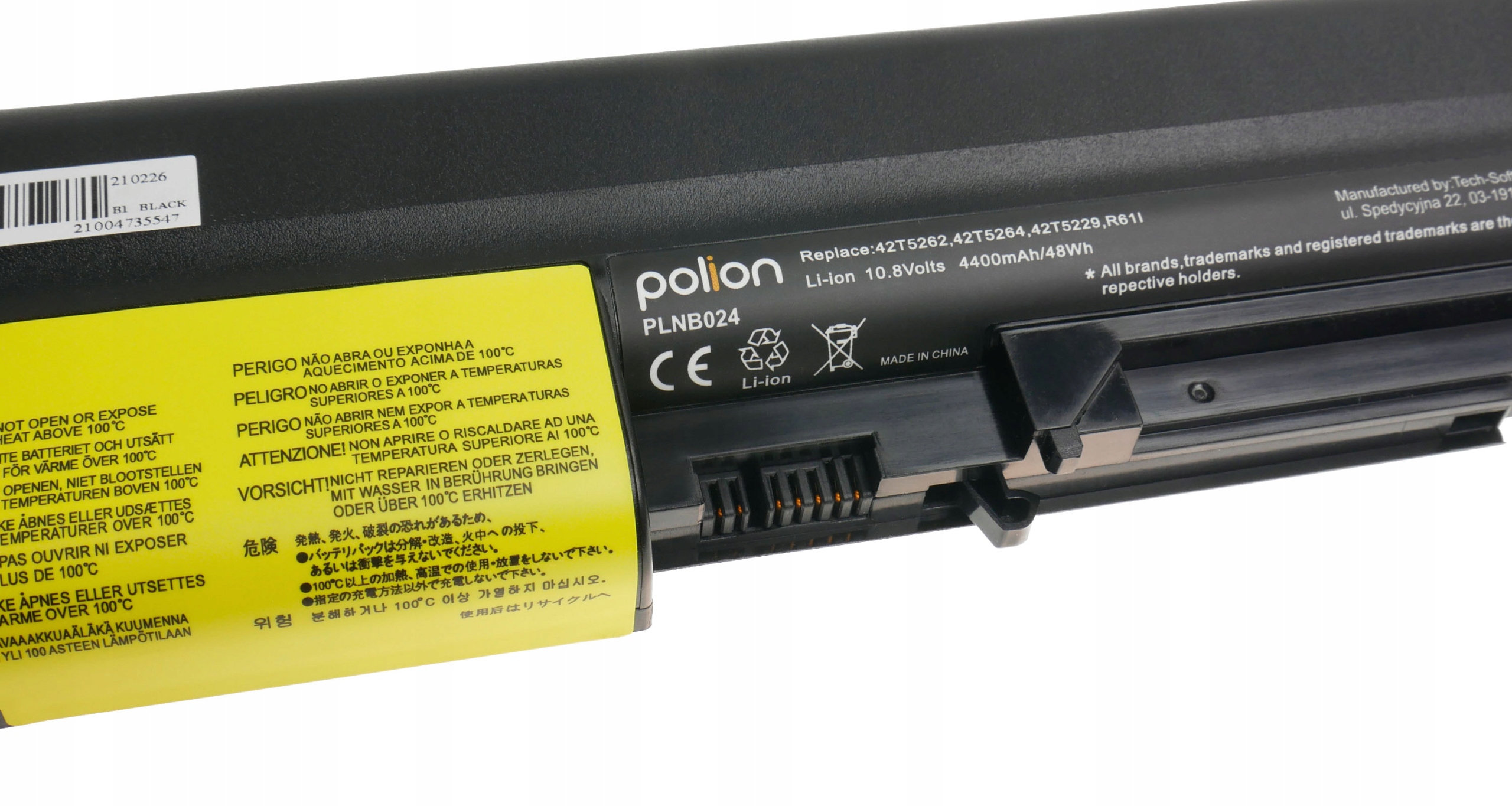 Baterie Polion 42T5262 pro notebooky LENOVO ThinkPad R61 R61i T61 T61p R400 4400mAh