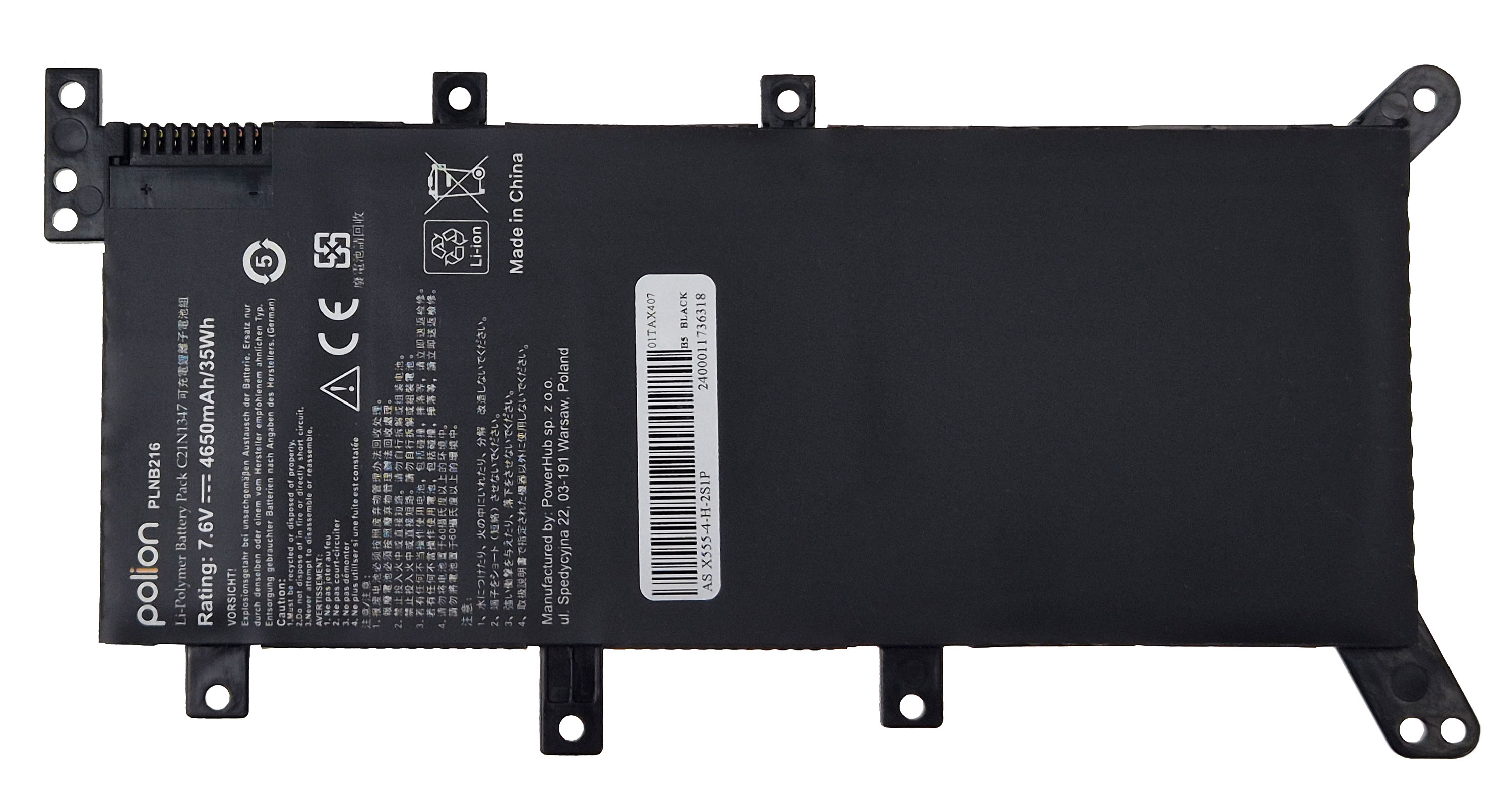 Baterie Polion C21N1347 pro notebooky ASUS A555 A555L A556UA F555L K555L R556 4650mAh