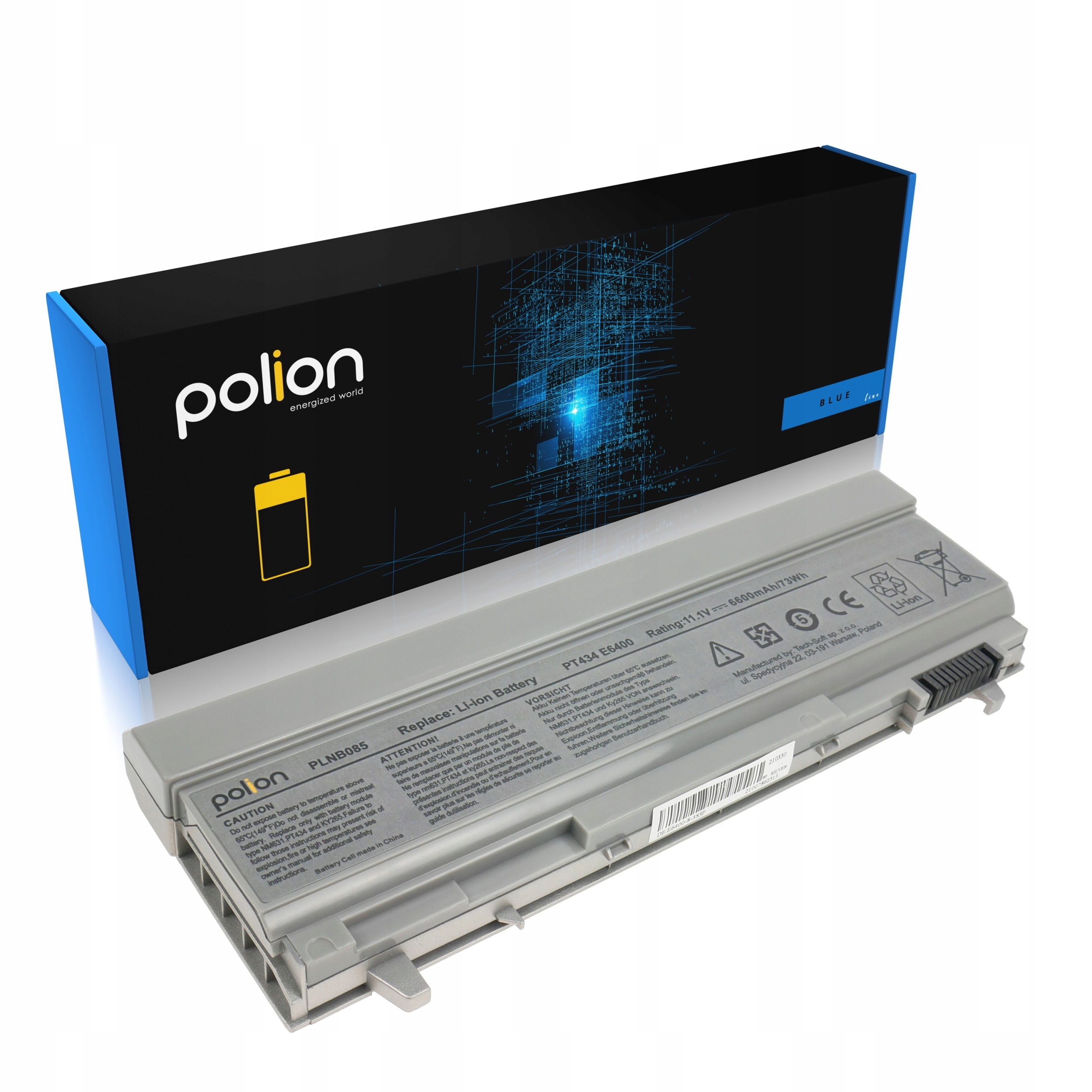 Baterie Polion PT434 pro notebooky DELL Latitude E6400 E6500 Precision M2400 6600mAh