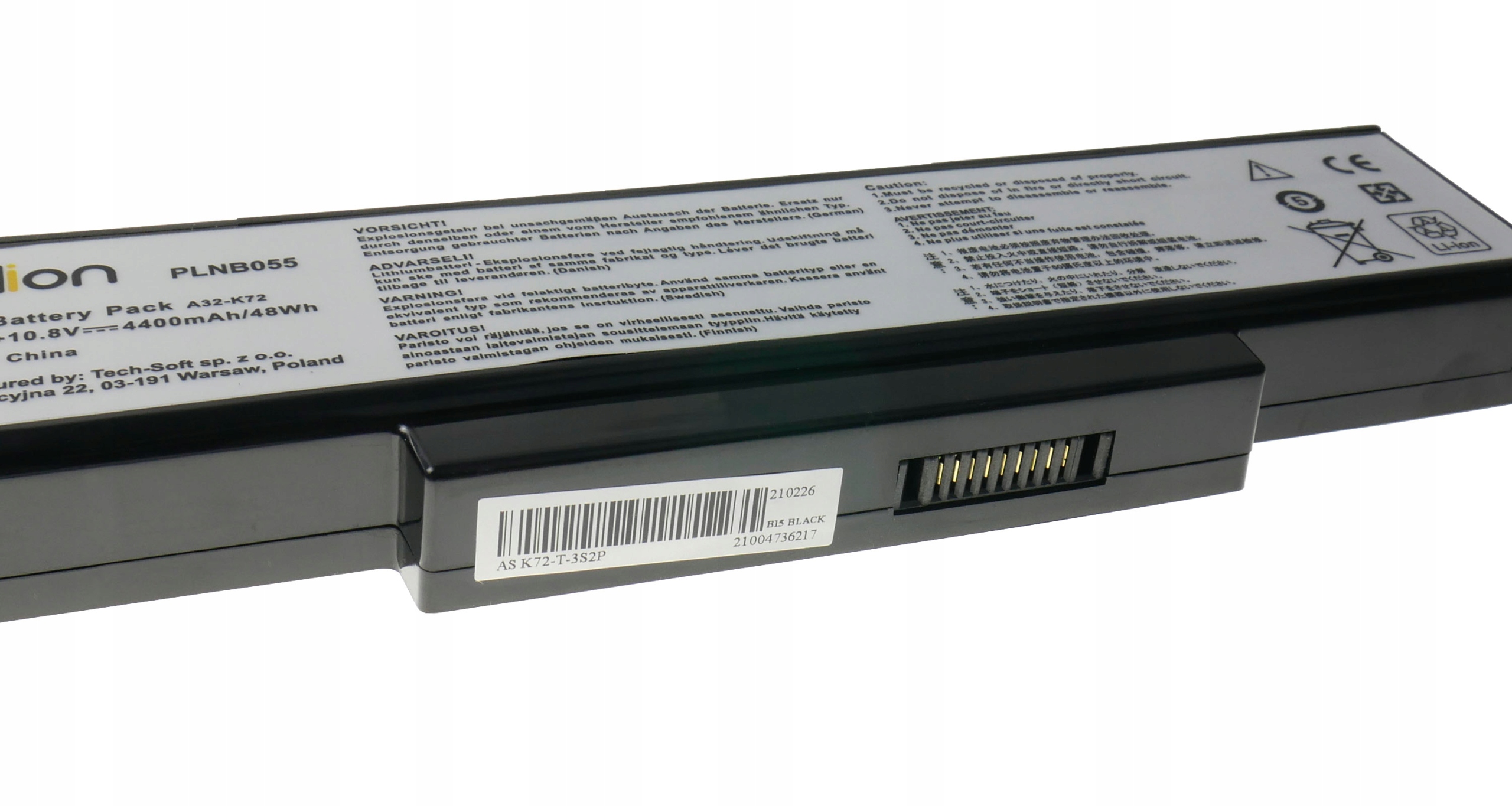 Baterie Polion A32-K72 pro notebooky ASUS A73 N71 N73 K72 K72J K73S N73SV X72 4400mAh