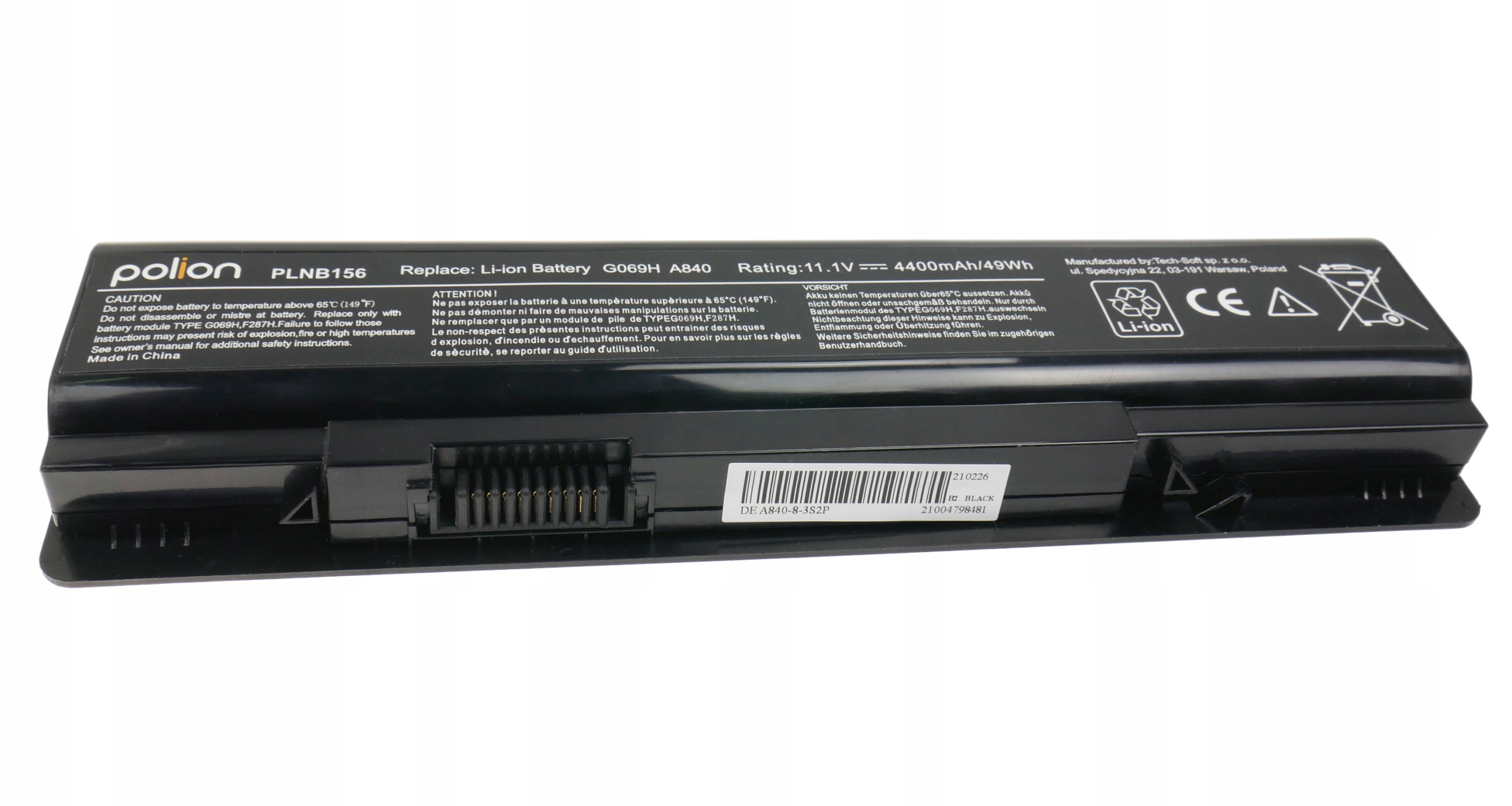 Baterie Polion G069H pro notebooky DELL Vostro 1014 1015 1088 A840 A860 4400mAh