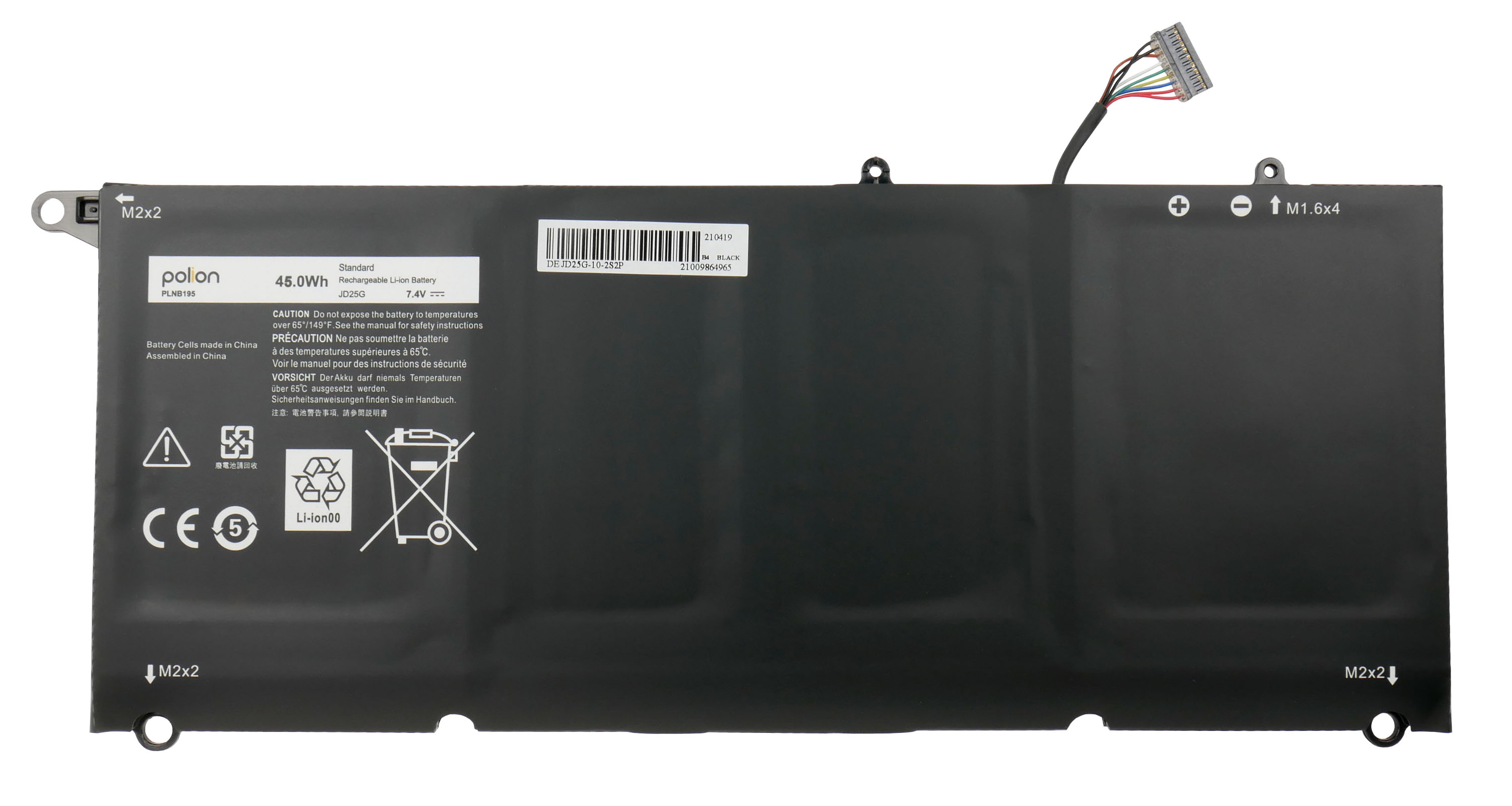 Baterie Polion 90V7W pro notebooky DELL JD25G XPS 13 9343 9350 5400mAh
