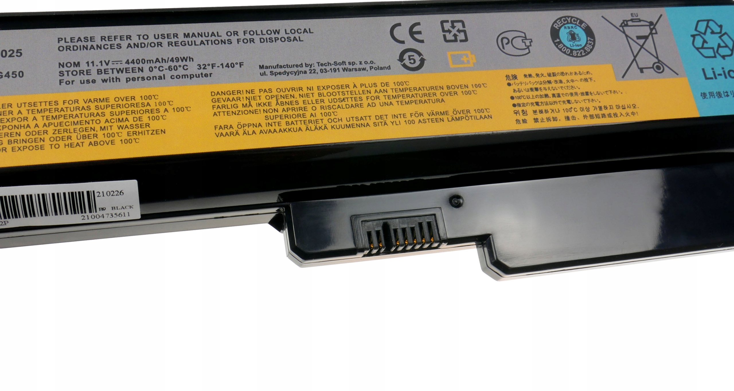 Baterie Polion L08L6C02 pro notebooky LENOVO 42T4586 IdeaPad B460 B550 G360 G550 - 4400mAh 49Wh