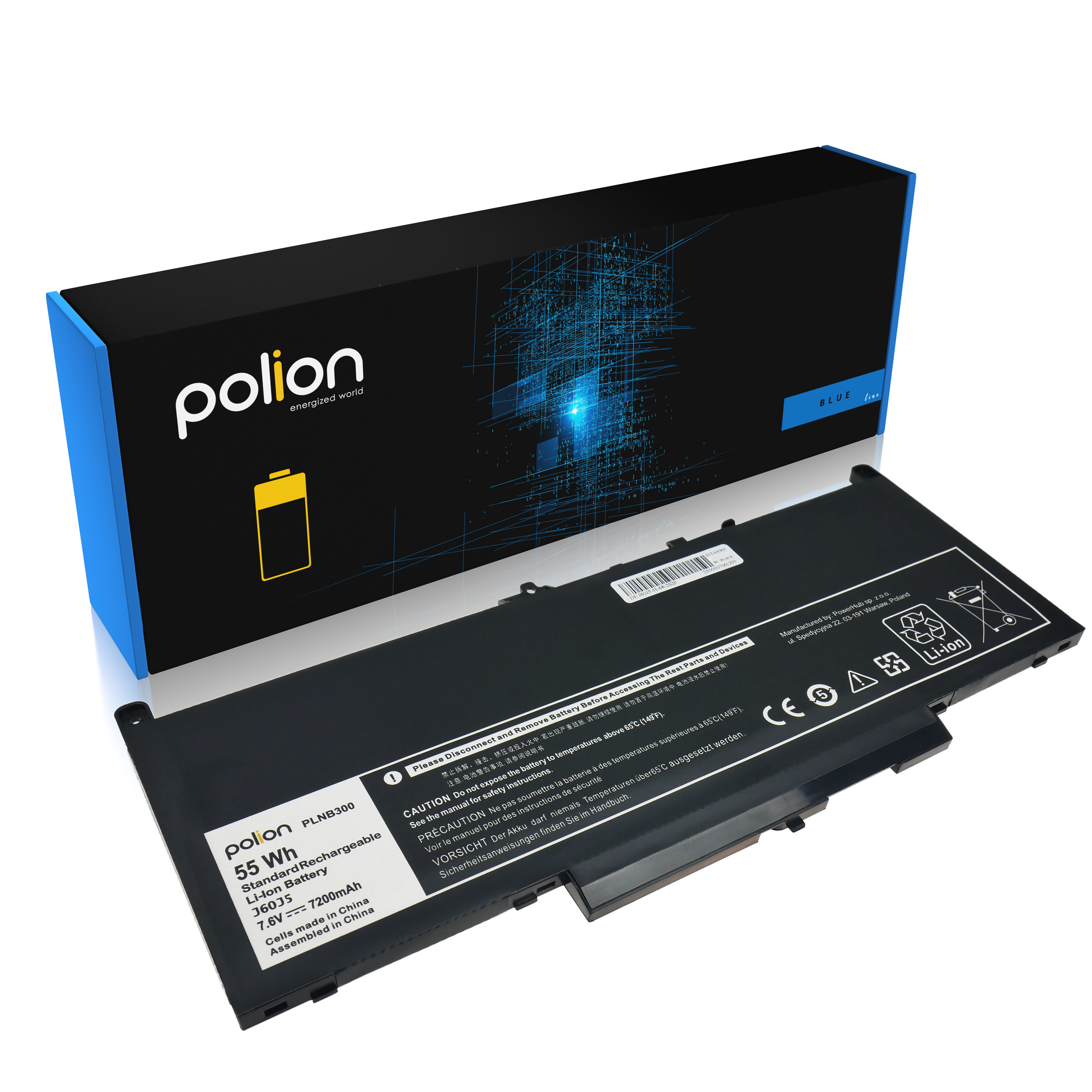 Baterie Polion J60J5 pro notebooky DELL Latitude E7260 E7270 E7470 7200mAh