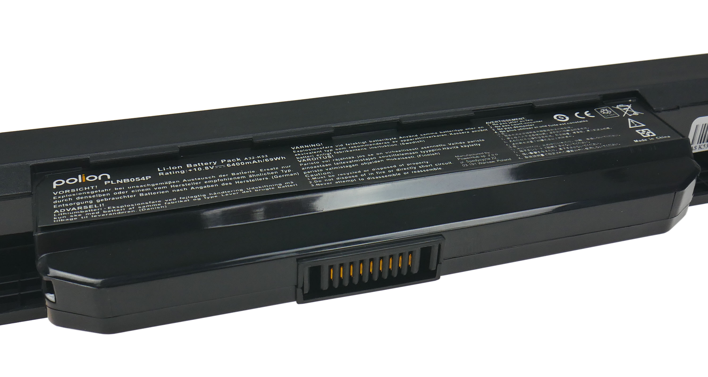 Baterie Polion A32-K53 pro notebooky ASUS A32-K53 A43 K43 A54 K53S K53SV - 6400mAh 69Wh články LG