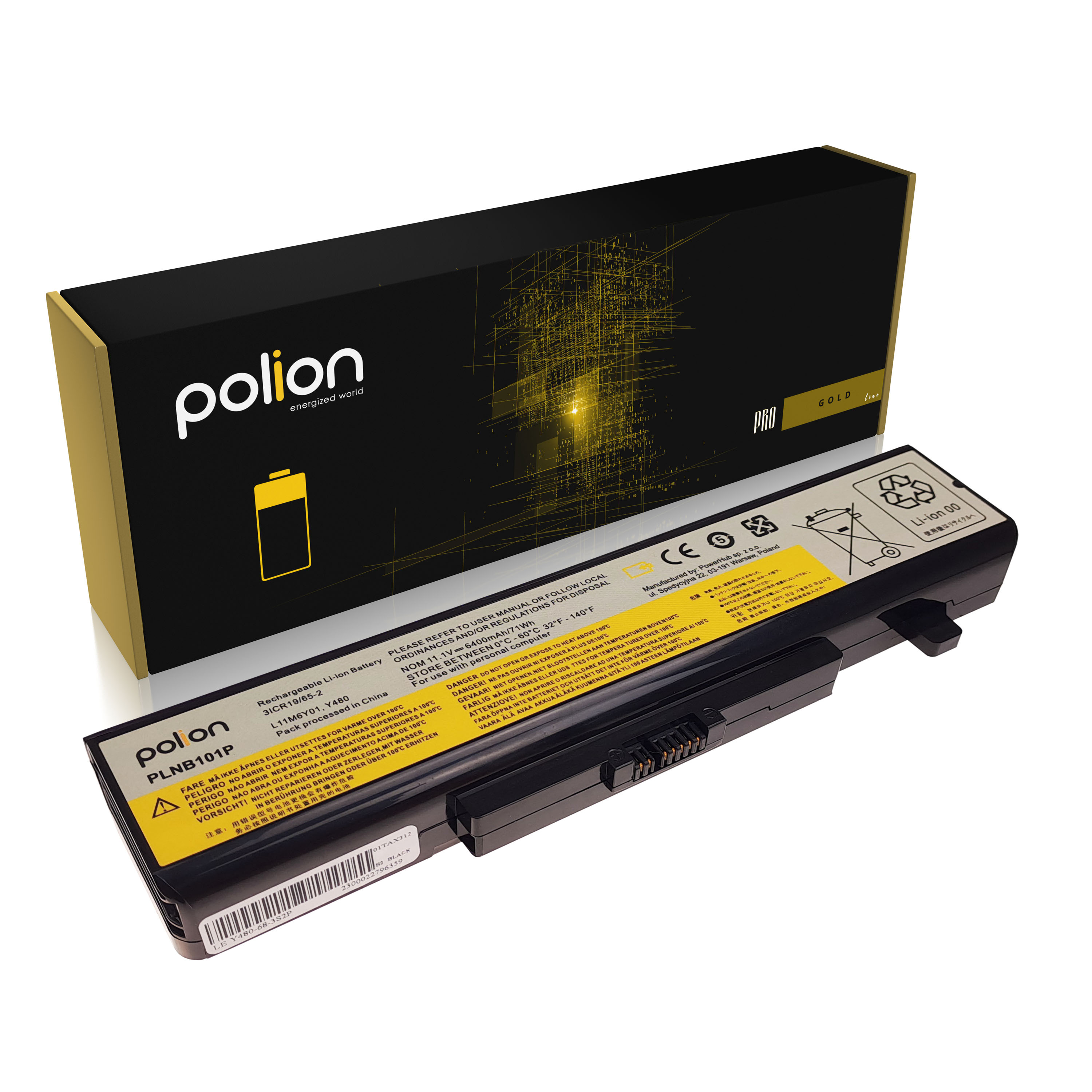 Baterie Polion L11L6F01 pro notebooky LENOVO G400 G480 G500 G505 G510 G580 - 6400mAh 71Wh články LG