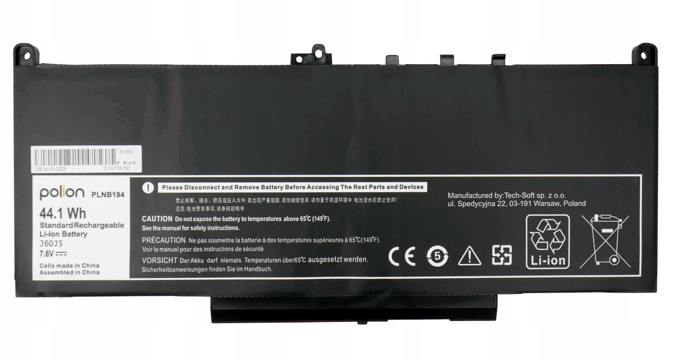Baterie Polion J60J5 pro notebooky DELL Latitude E7260 E7270 E7470 5800mAh