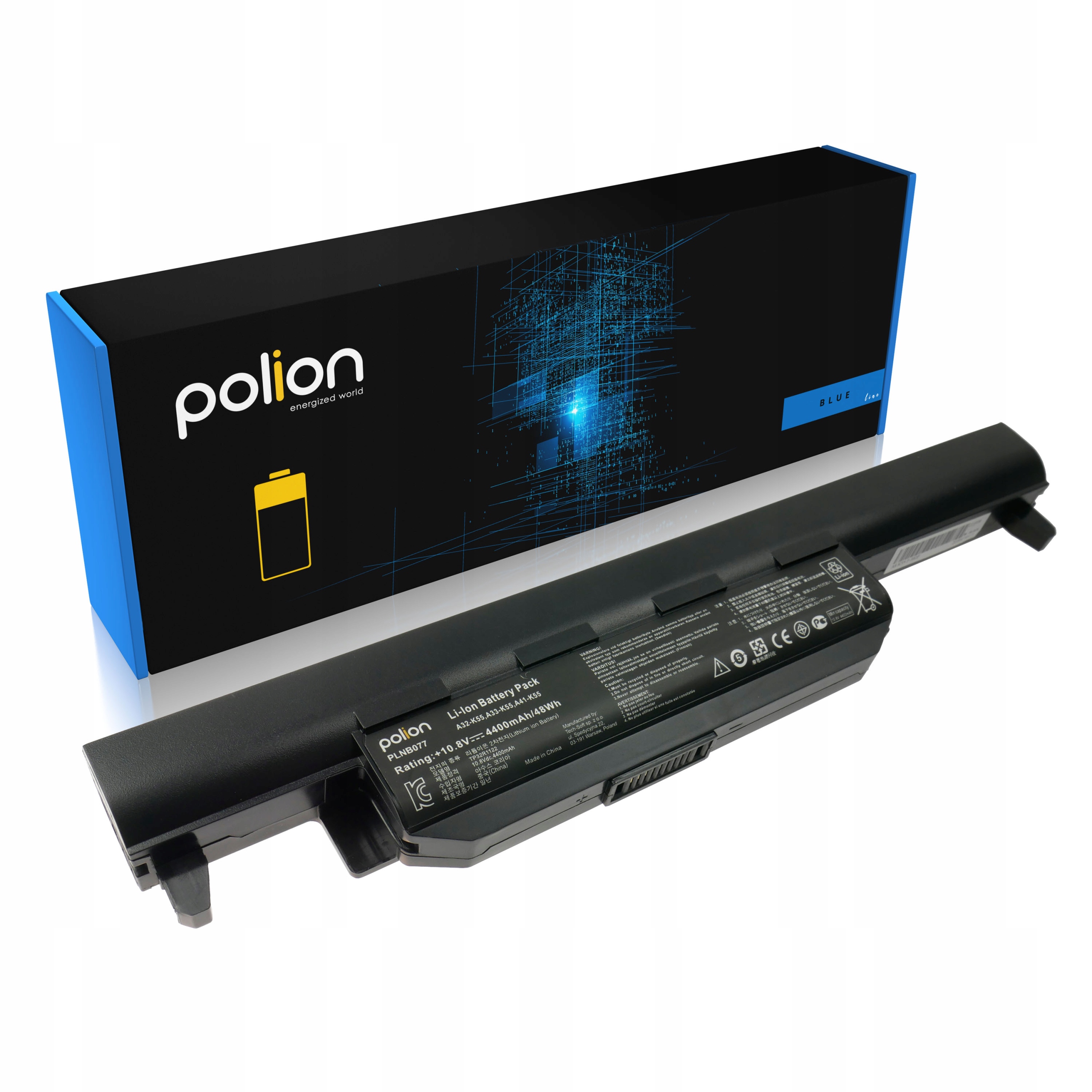 Baterie Polion A32-K55 pro notebooky ASUS A45 A55 A75 F55 K45 K55A K55VD K75 - 4400mAh 48Wh