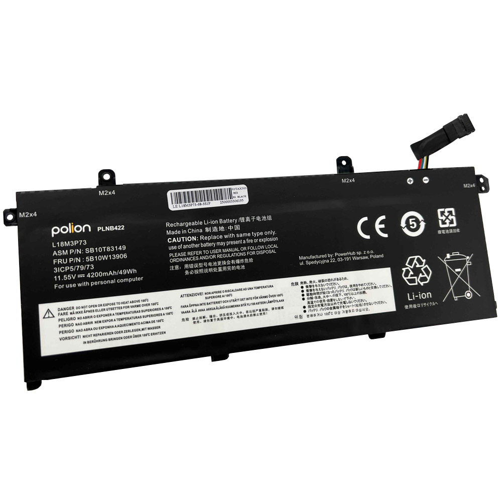 Baterie Polion L18M3P73 pro notebooky LENOVO ThinkPad T490 P43s T14 Gen 1 2 4200mAh