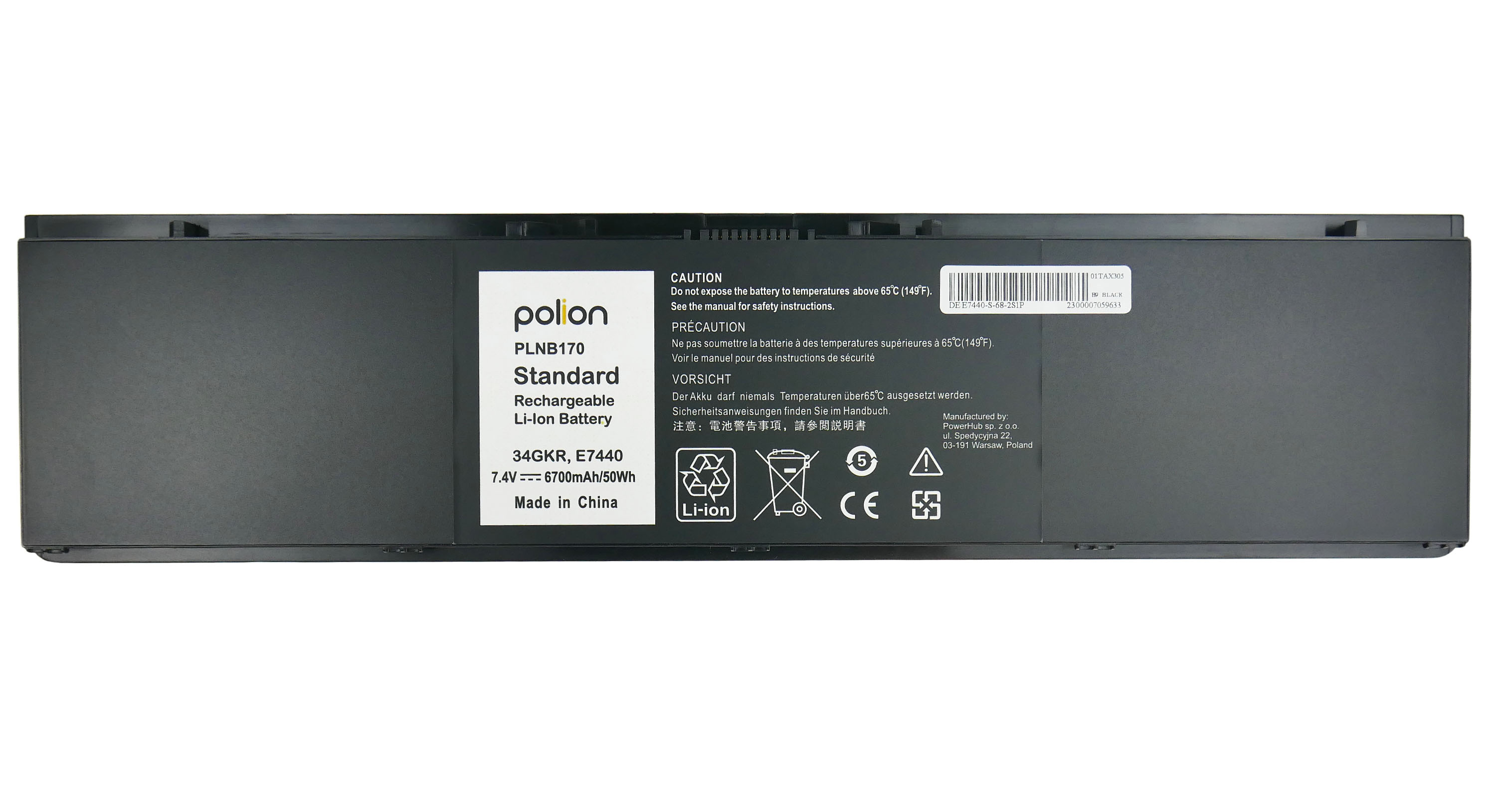 Baterie Polion 34GKR pro notebooky DELL451-BBFS Latitude E7440 E7450 - 6700mAh 50Wh