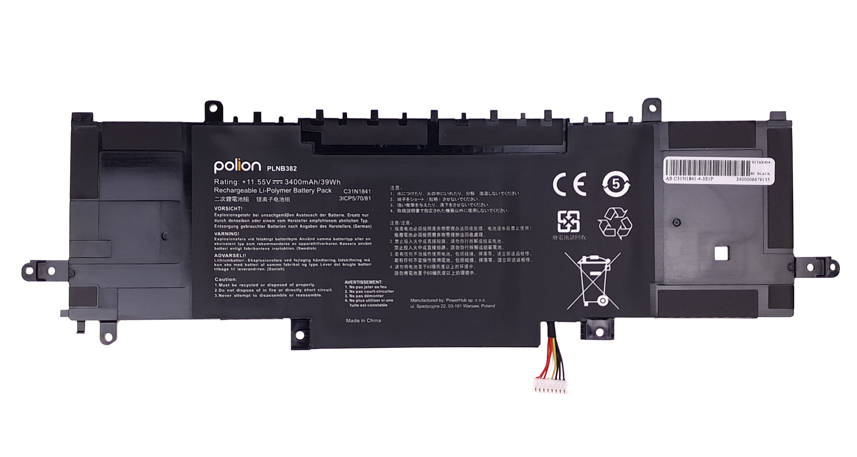 Baterie Polion C31N1841 pro notebooky ASUS ZenBook U3600F U4600F UX334FL 3400mAh