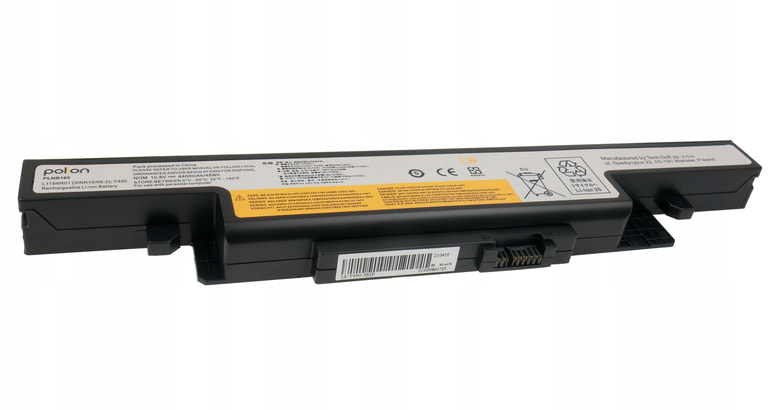 Baterie Polion L11S6R01 pro notebooky LENOVO Y400 Y410 Y490 Y500 Y500N Y500P 4400mAh