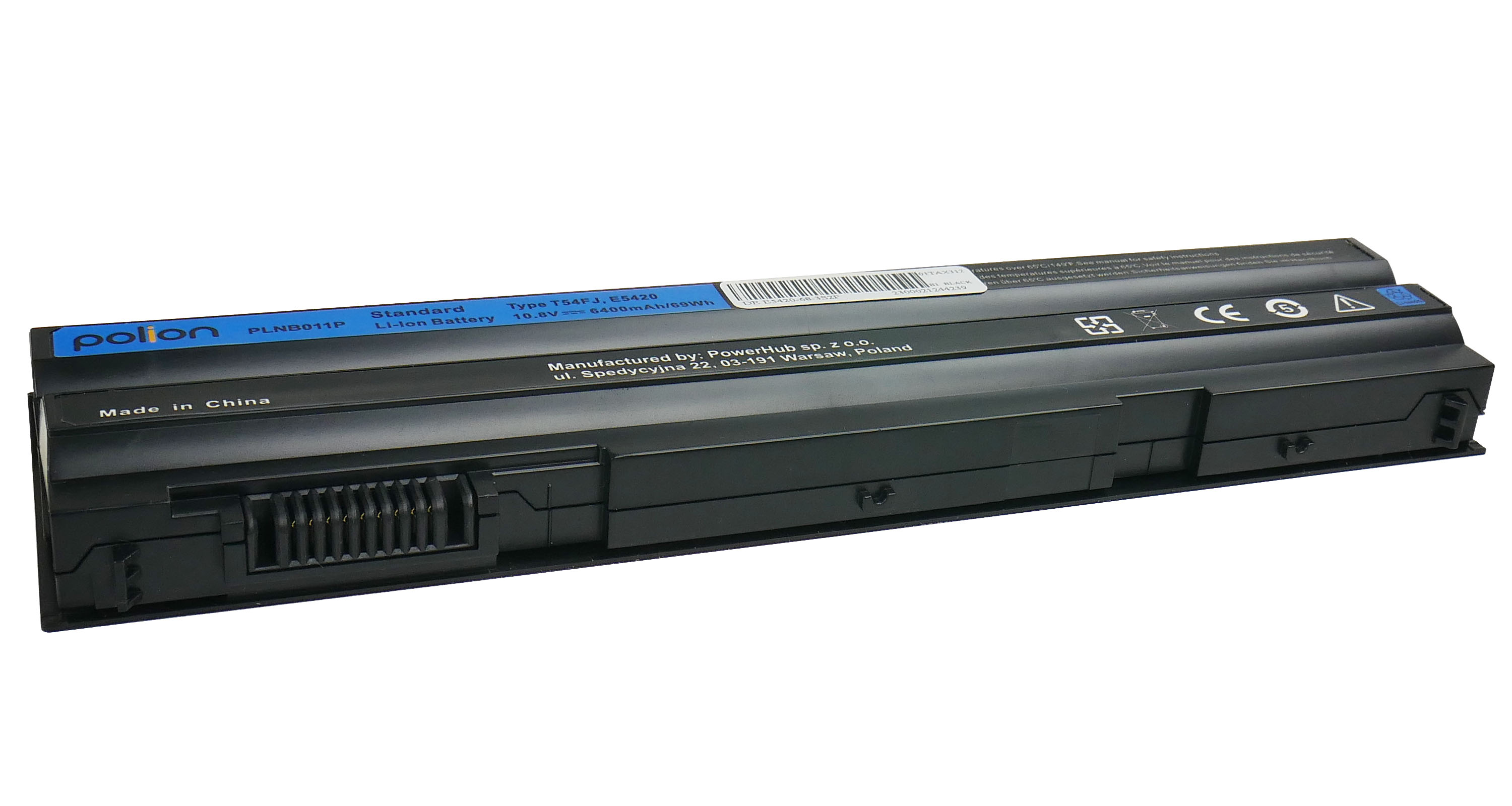 Baterie Polion T54FJ pro notebooky DELL Latitude E5420 E5530 E6420 E6520 6400mAh