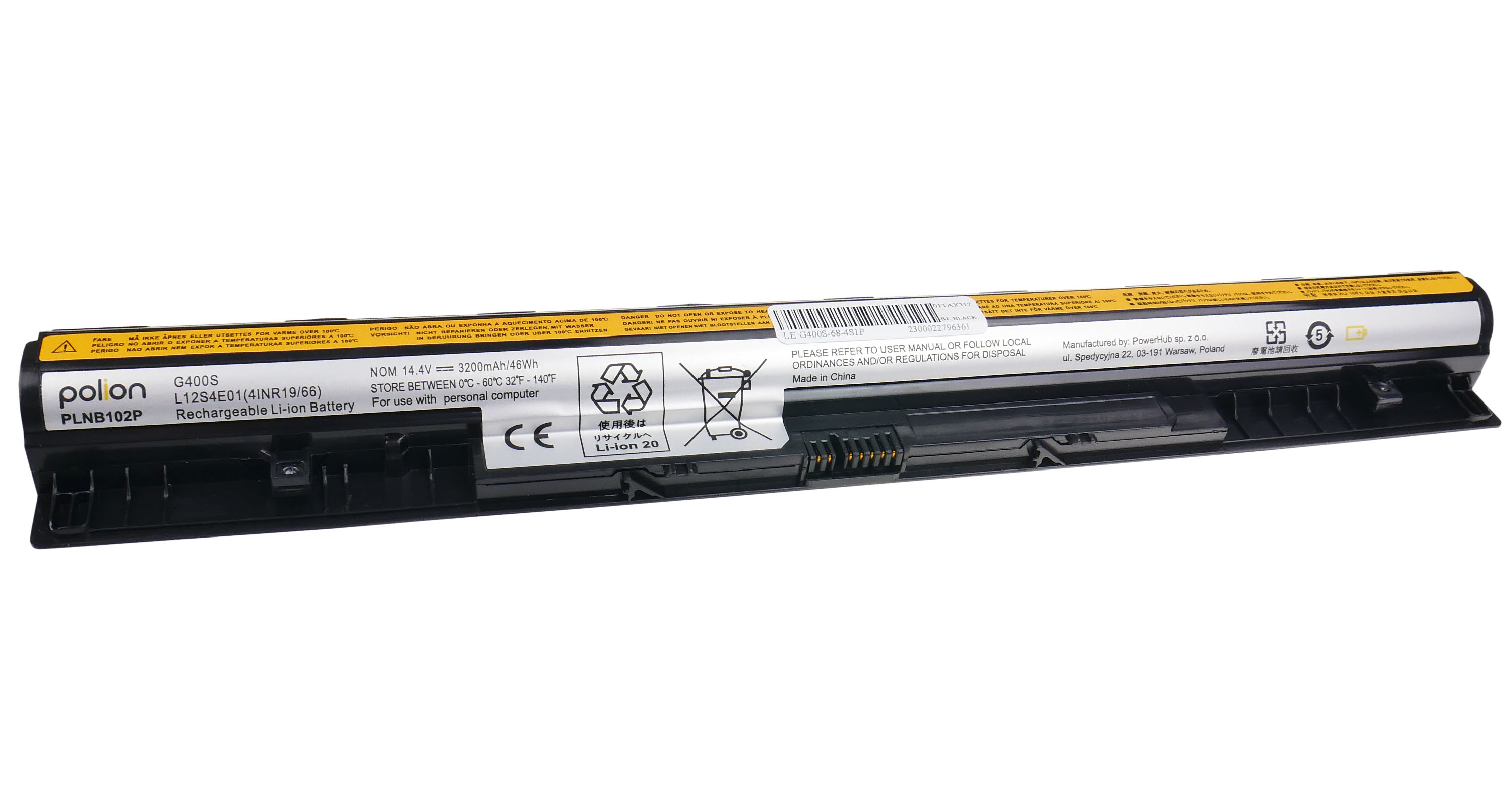 Baterie Polion L12M4E01 pro notebooky LENOVO G40 G400s G410s G50 - 2900mAh články LG