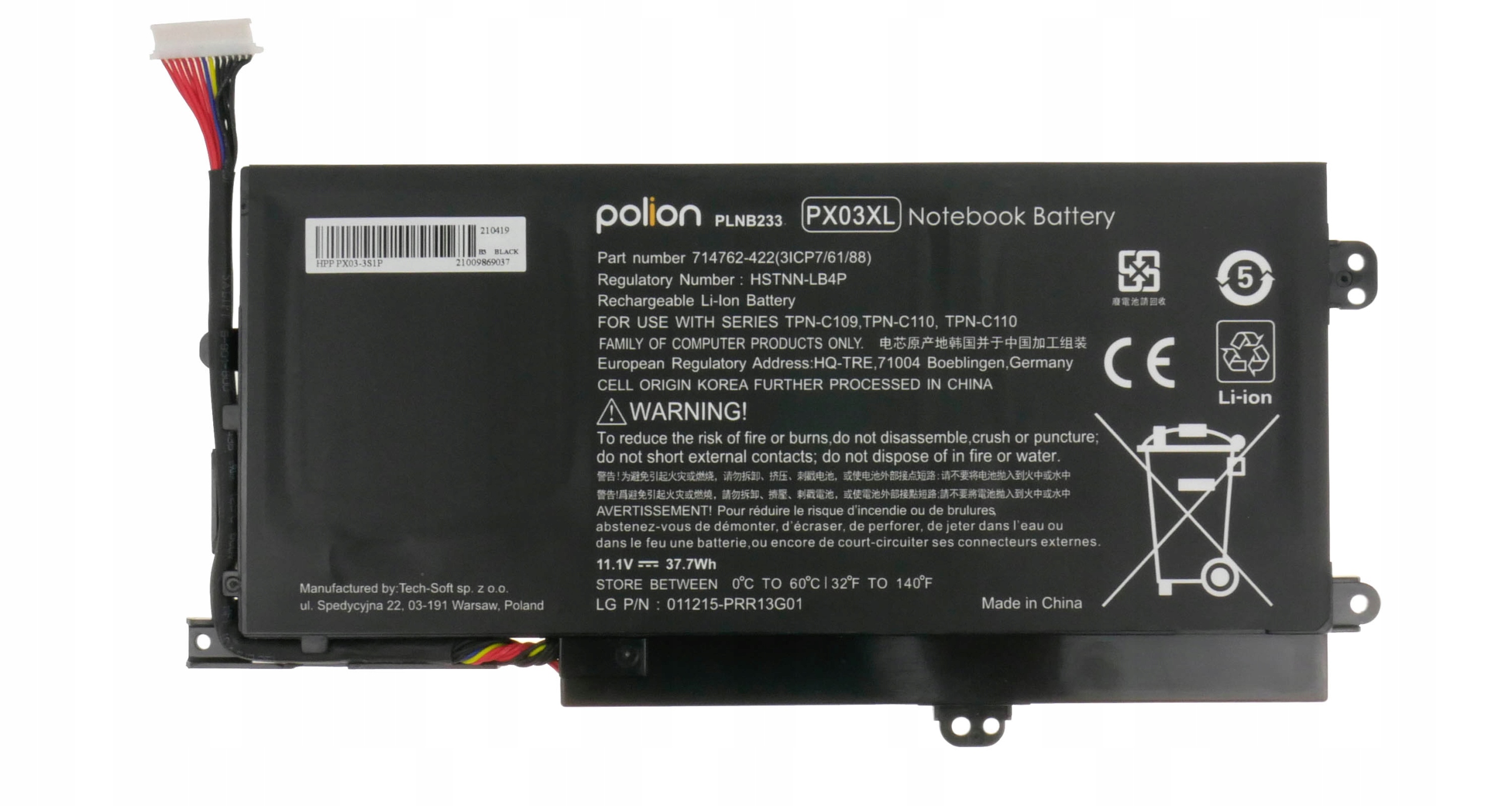 Baterie Polion PX03XL pro notebooky HP 714762-422 HSTNN-LB4P Envy 14-K M6-K 3400mAh
