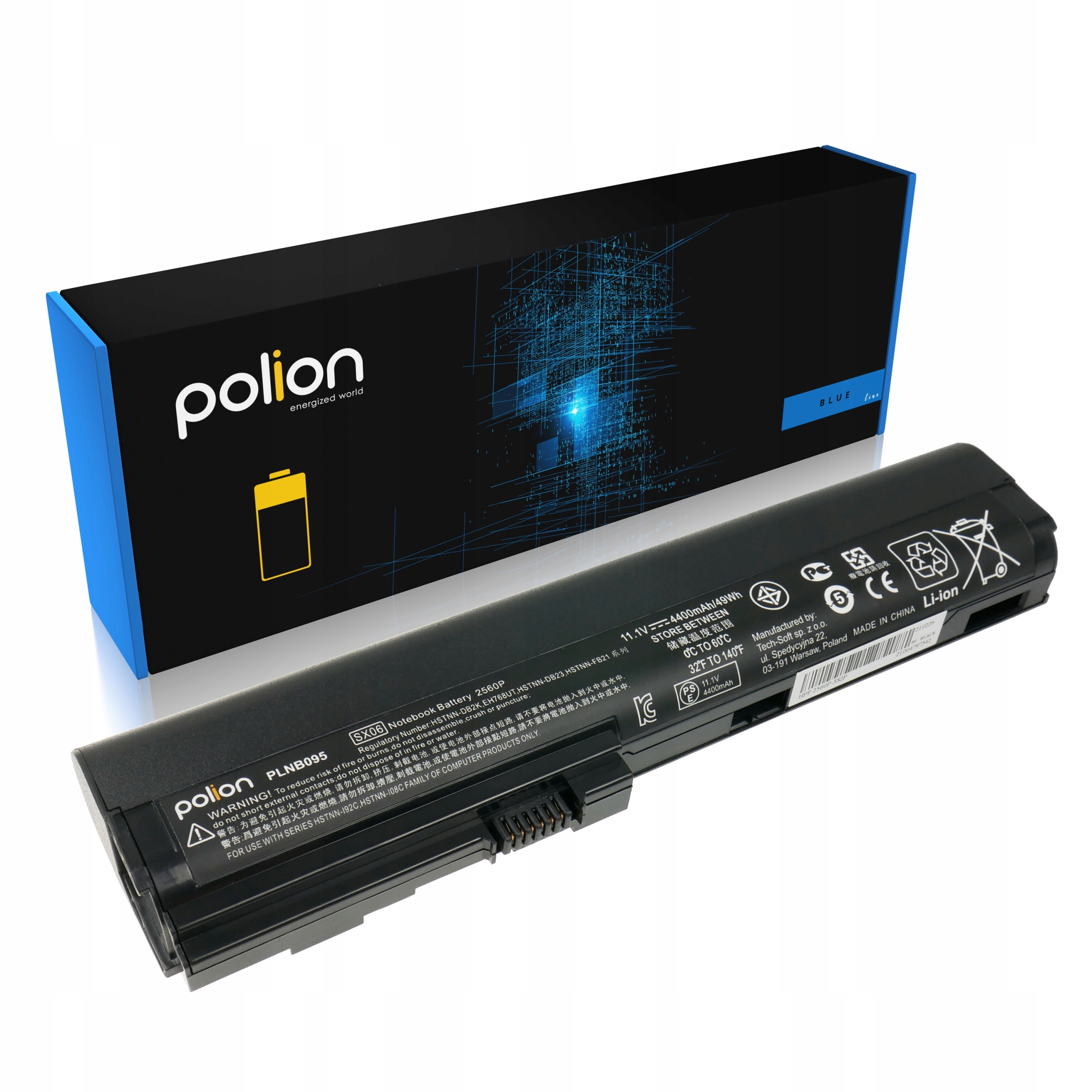 Baterie Polion SX06 pro notebooky HP EliteBook 2560p 2570p 4400mAh