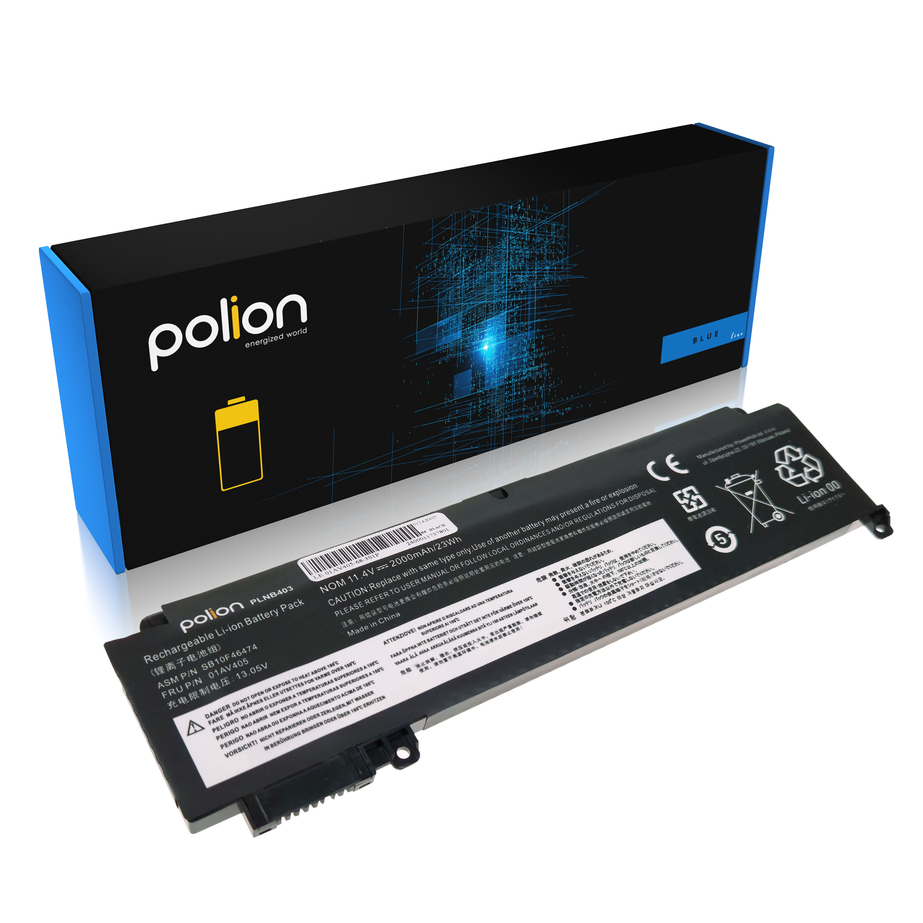 Baterie Polion 01AV405 pro notebooky LENOVO ThinkPad T460s T470s - 11.4V 2000mAh 23Wh