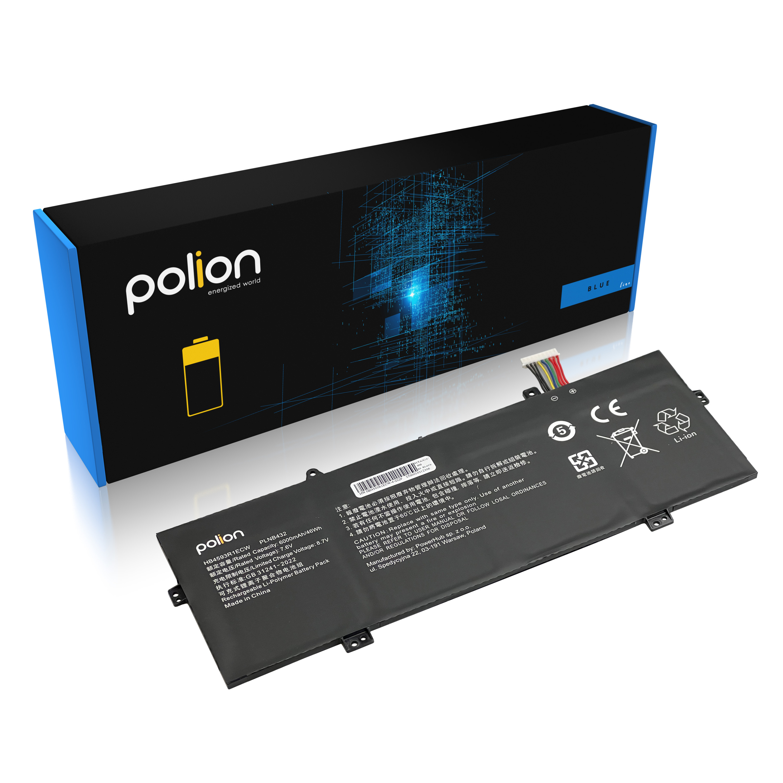 Baterie Polion HB4593R1ECW pro notebooky HUAWEI MagicBook 2018 2019 6000mAh