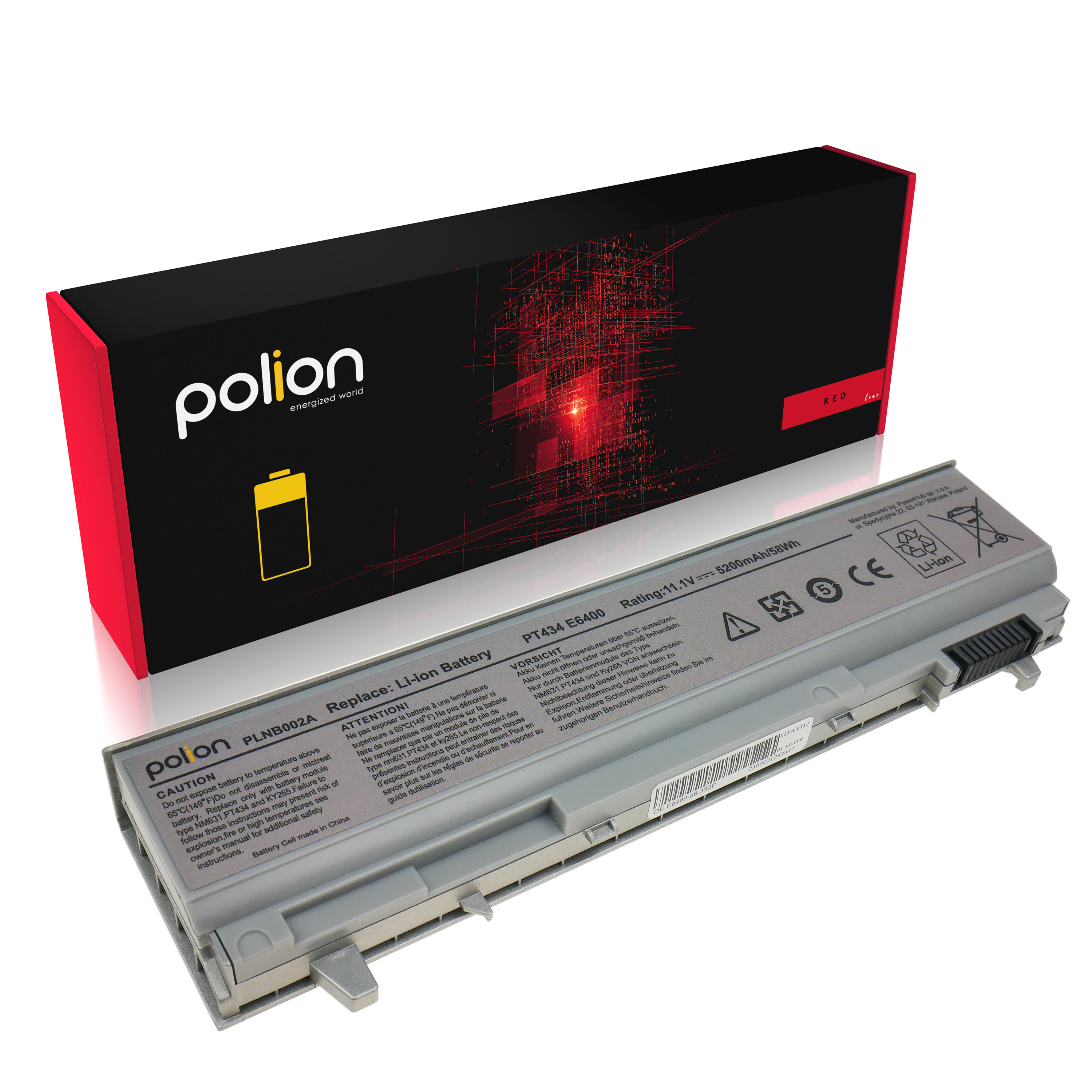 Baterie Polion PT434 pro notebooky DELL Latitude E6400 E6500 Precision M2400 5200mAh