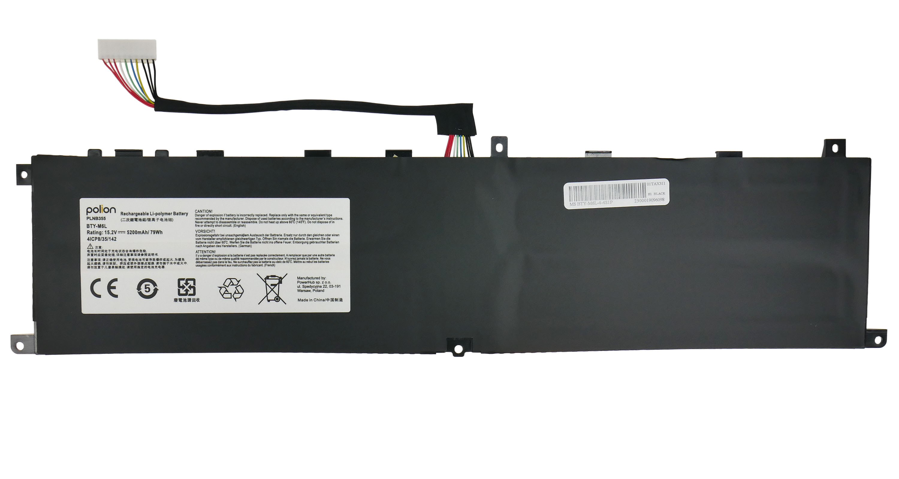 Baterie Polion BTY-M6L pro notebooky MSI GS65 GS75 P65 P75 PS63 5200mAh