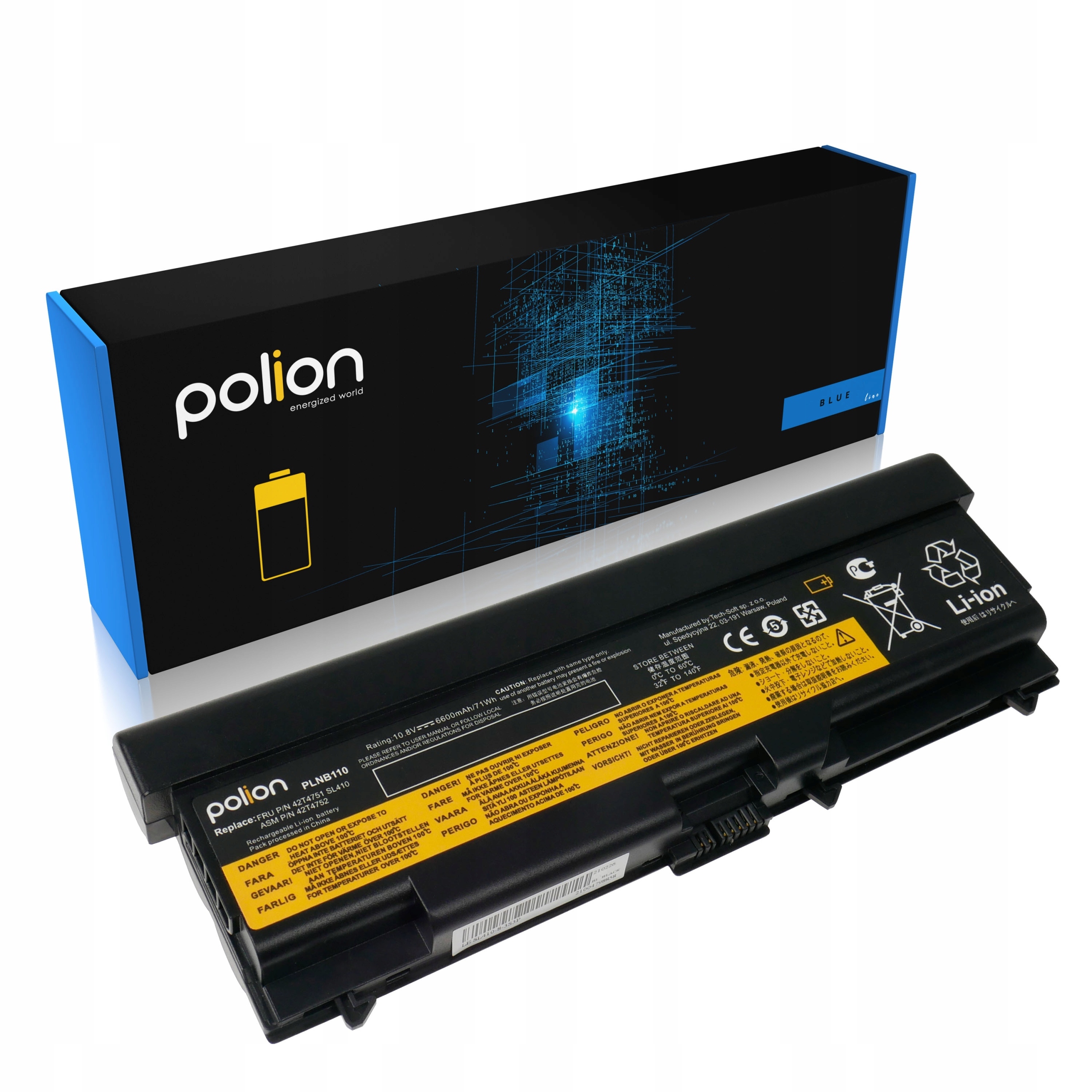 Baterie Polion 42T4751 pro notebooky LENOVO ThinkPad L412 L420 L510 L520 T410 T420 6600mAh
