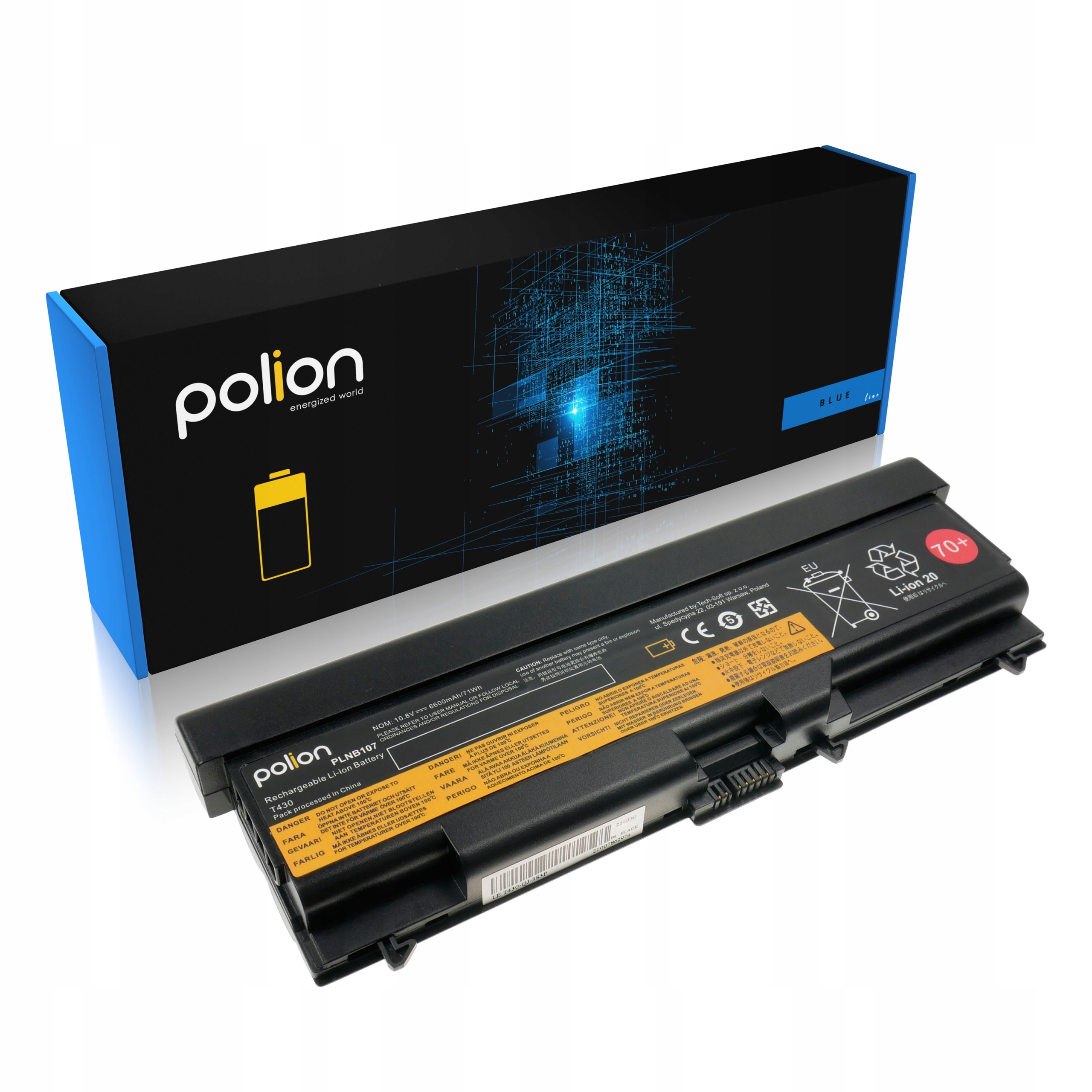 Baterie Polion 45N1001 pro notebooky LENOVO ThinkPad L430 L530 T430 T430i T530 T530i W530 - 6600mAh
