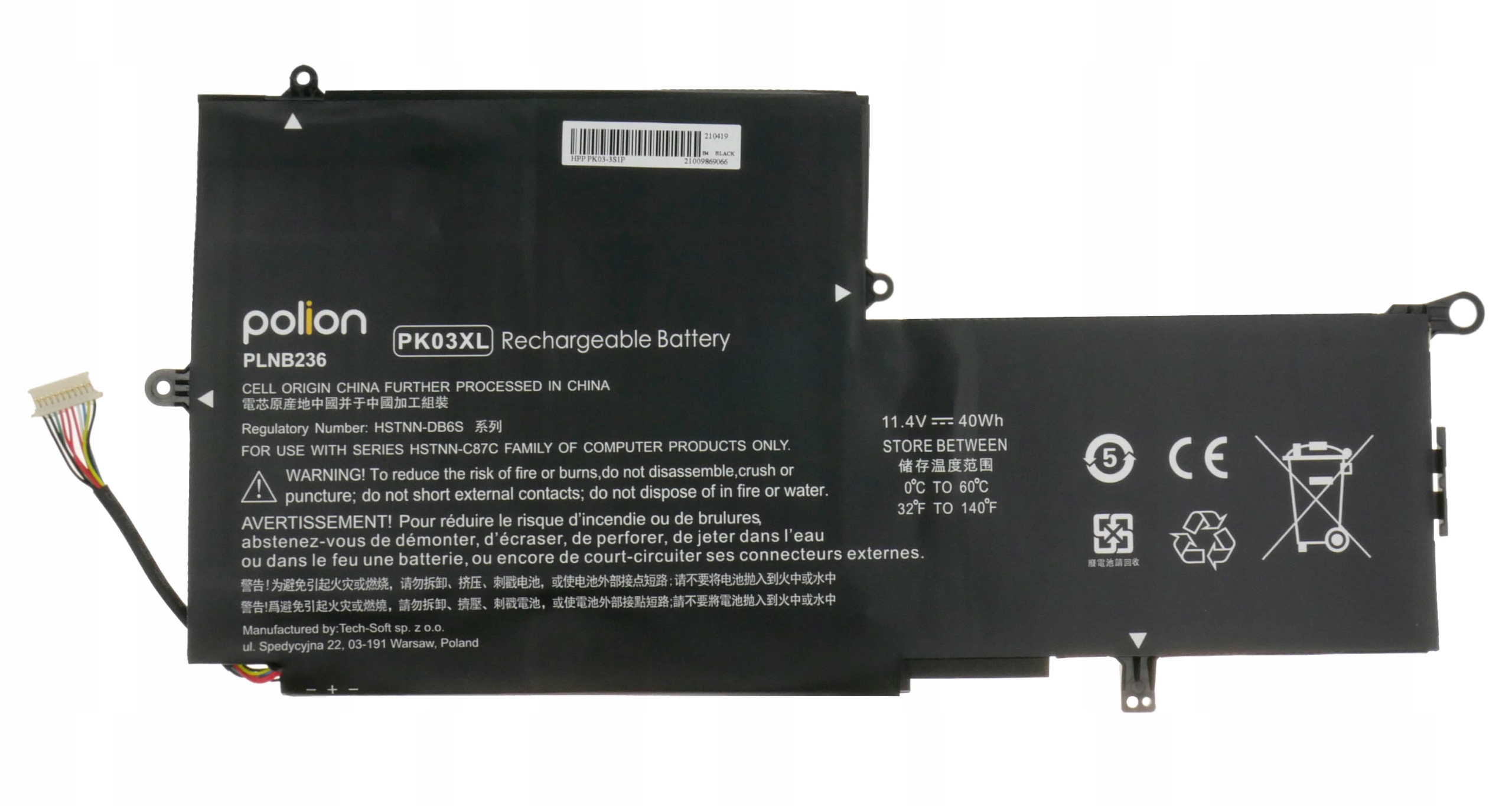 Baterie Polion PK03XL pro notebooky HP HSTNN-DB6S Envy Spectre x360 13 3500mAh