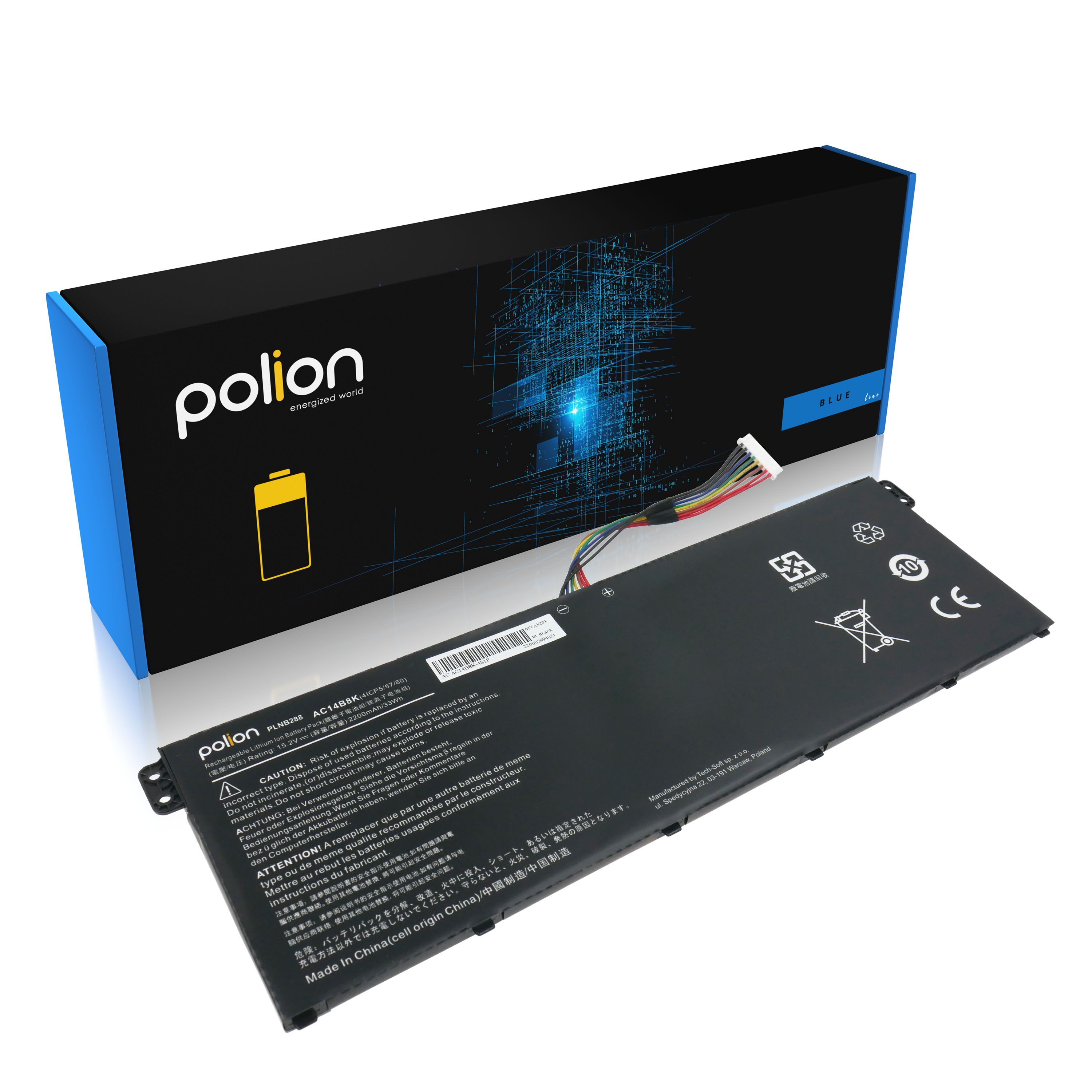 Baterie Polion AC14B3K pro notebooky ACER Chromebook 11 13 15 Aspire 5 7 R V13 – 2100mAh