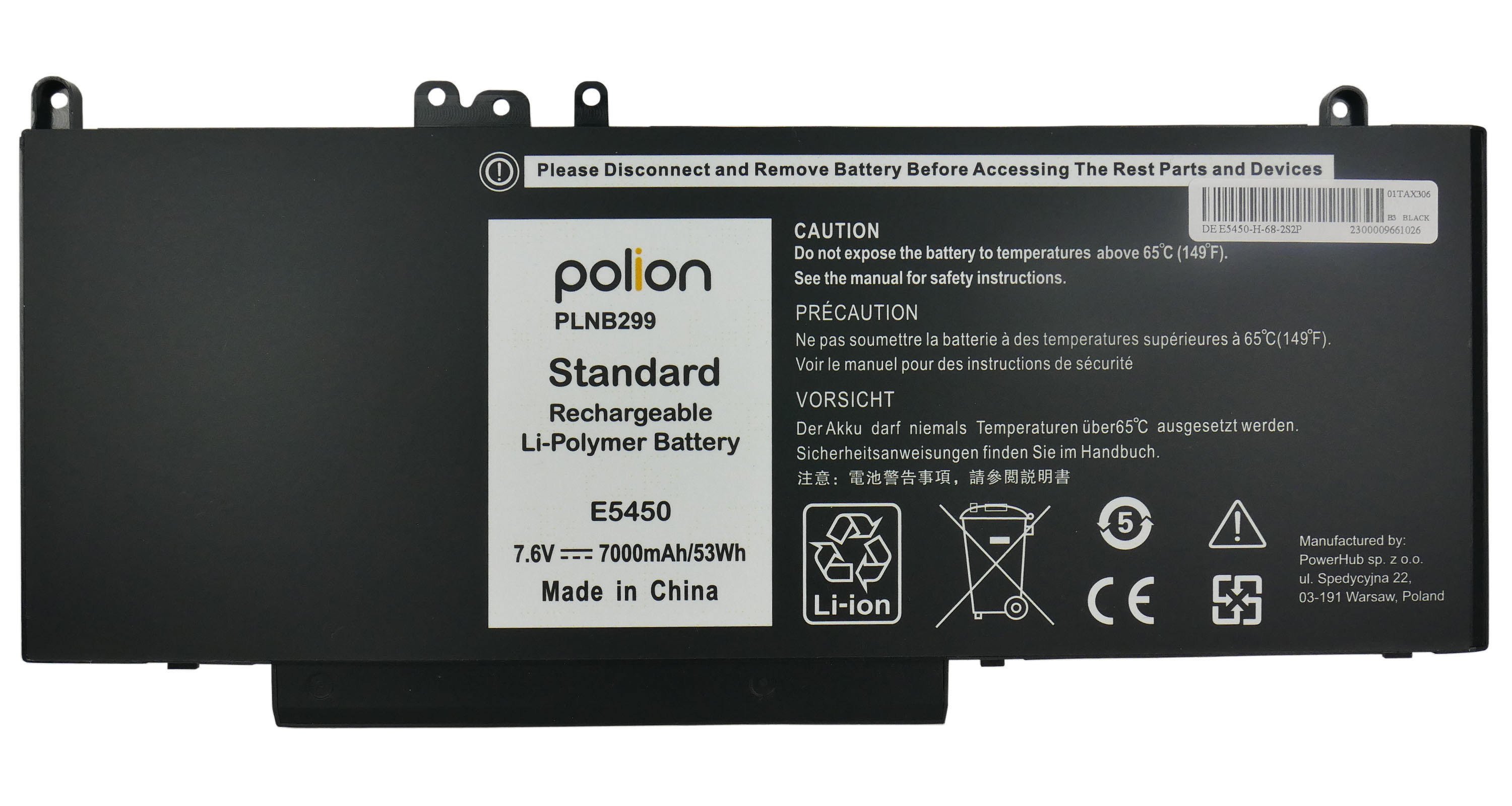 Baterie Polion G5M10 pro notebooky DELL Latitude Latitude E5450 E5550 7000mAh