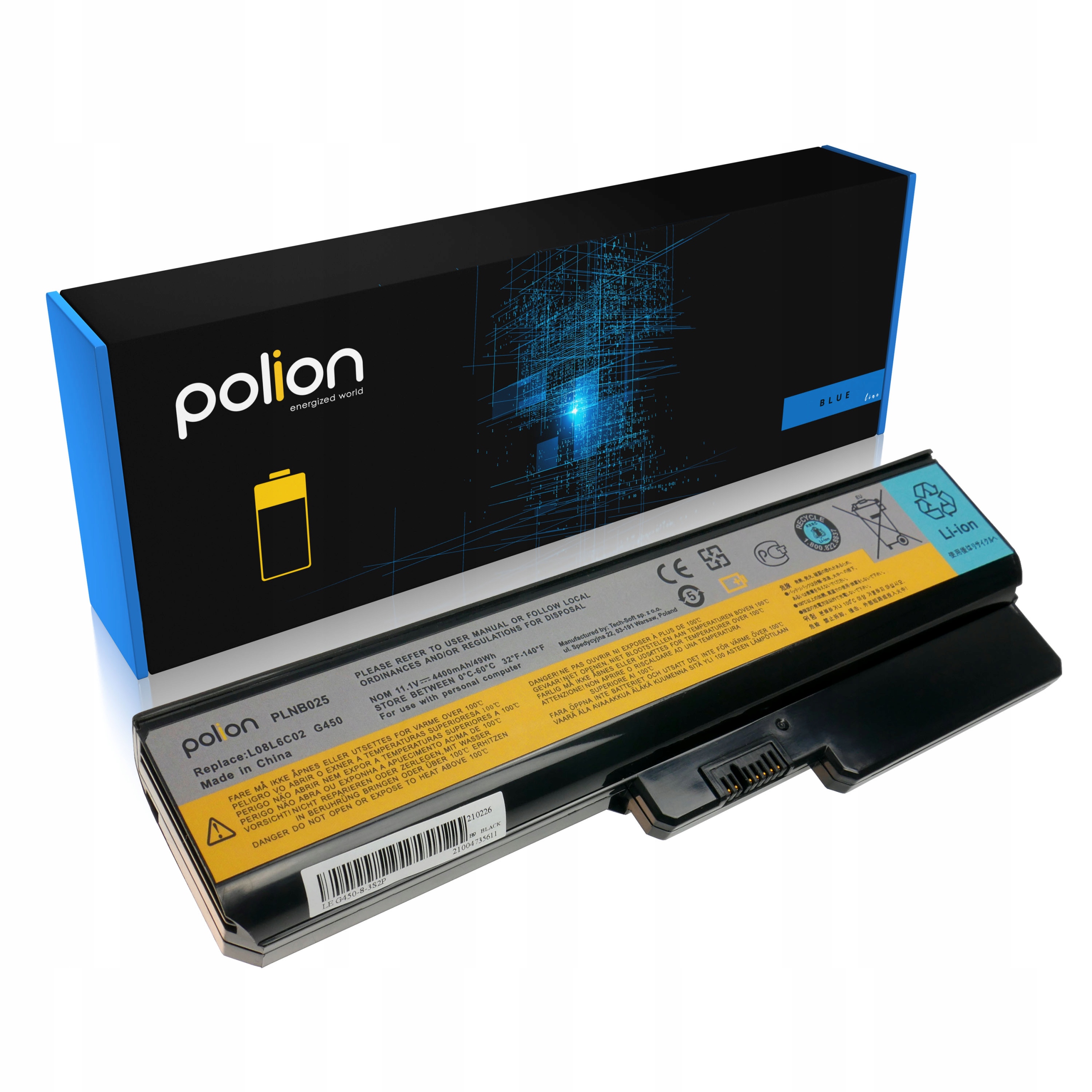 Baterie Polion L08L6C02 pro notebooky LENOVO 42T4586 IdeaPad B460 B550 G360 G550 - 4400mAh 49Wh
